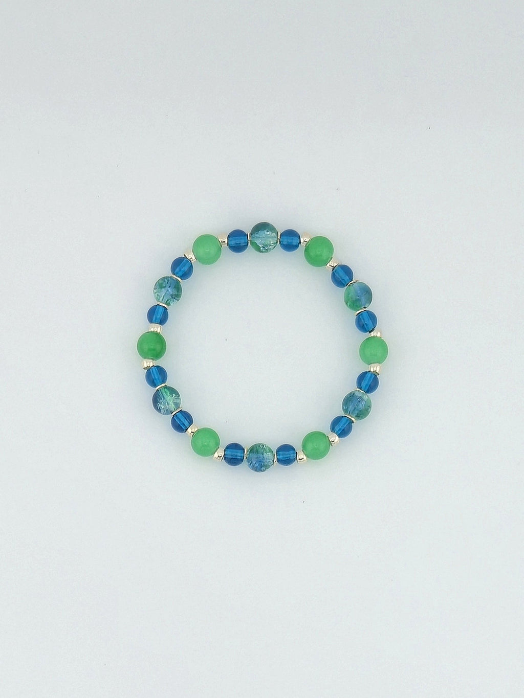 Sapphire & Green Glass Bead Bracelet