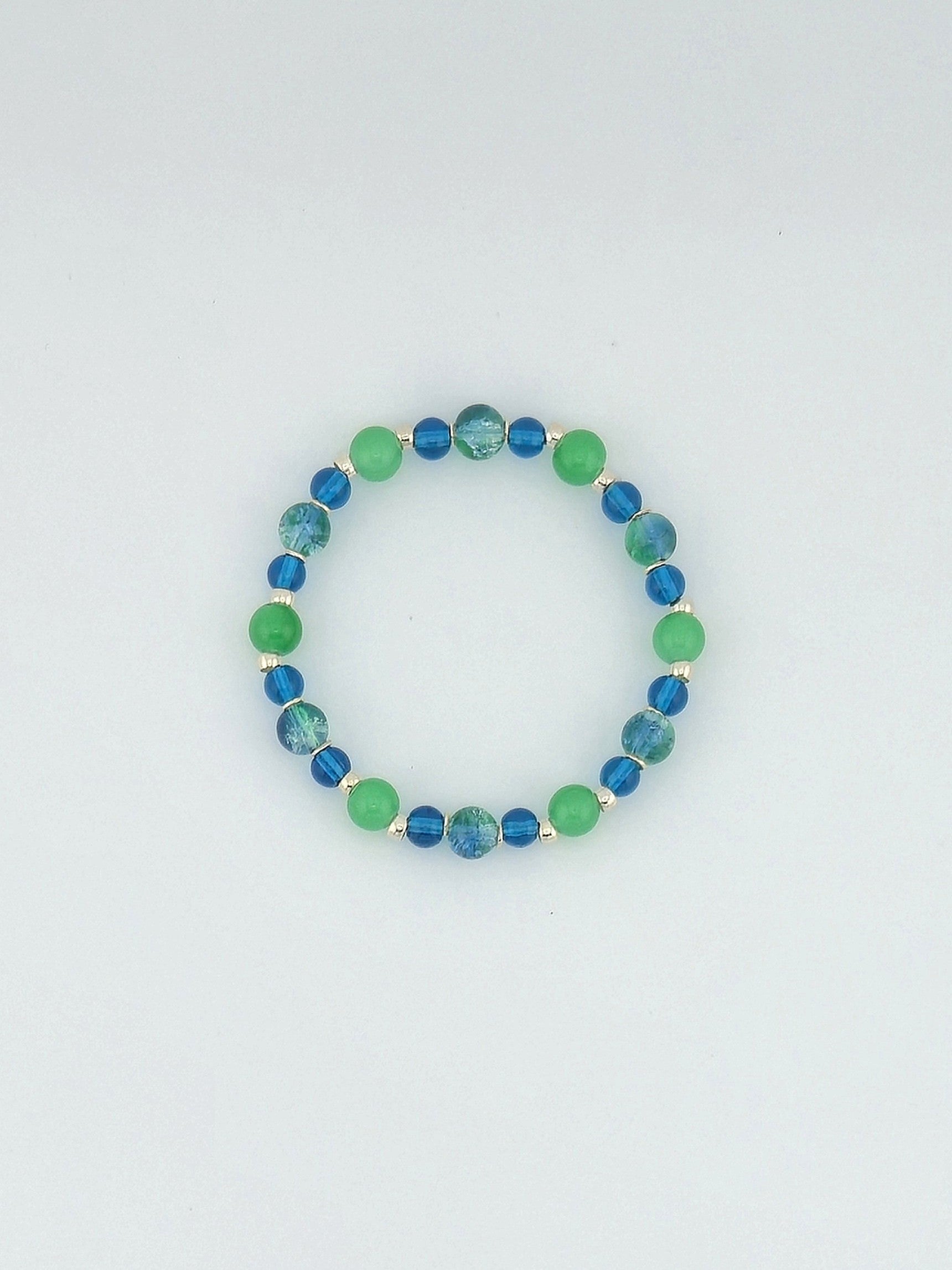 Sapphire & Green Glass Bead Bracelet