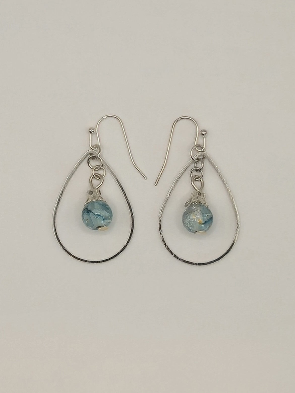 Crackle Glass Teardrop Pendant Earrings