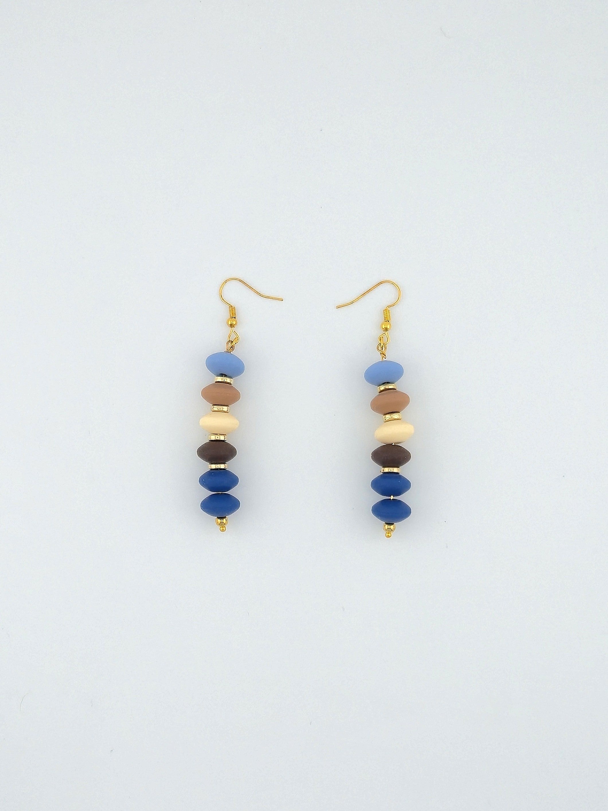Blue Lentil Bead Earrings