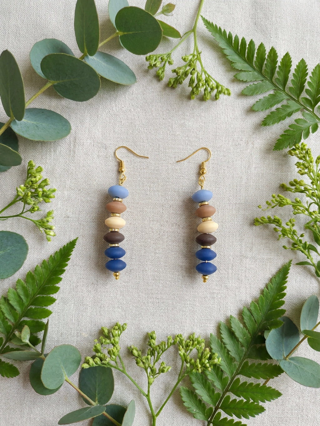 Blue Lentil Bead Earrings