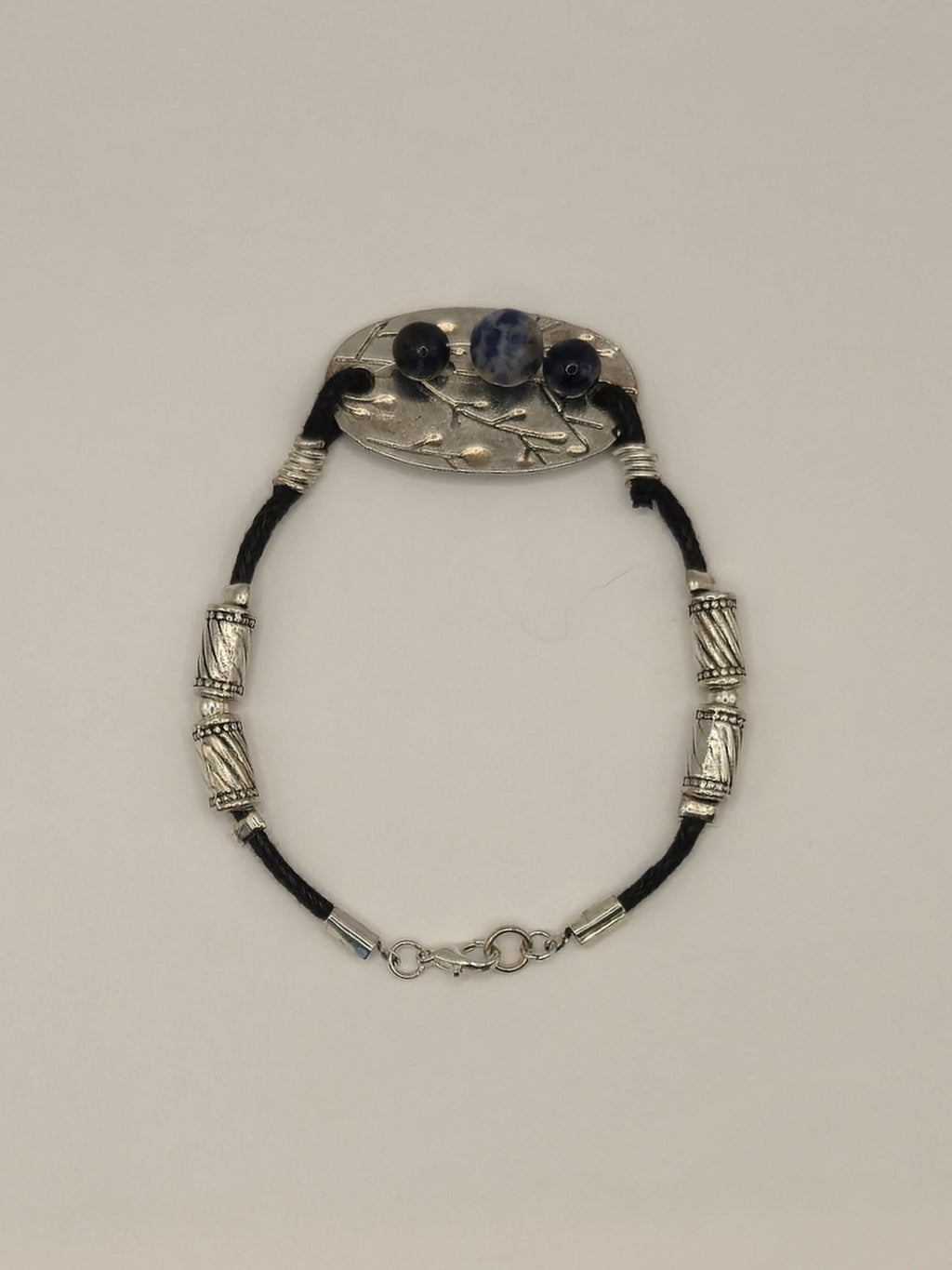 Blue Dot Jasper Leather Bracelet