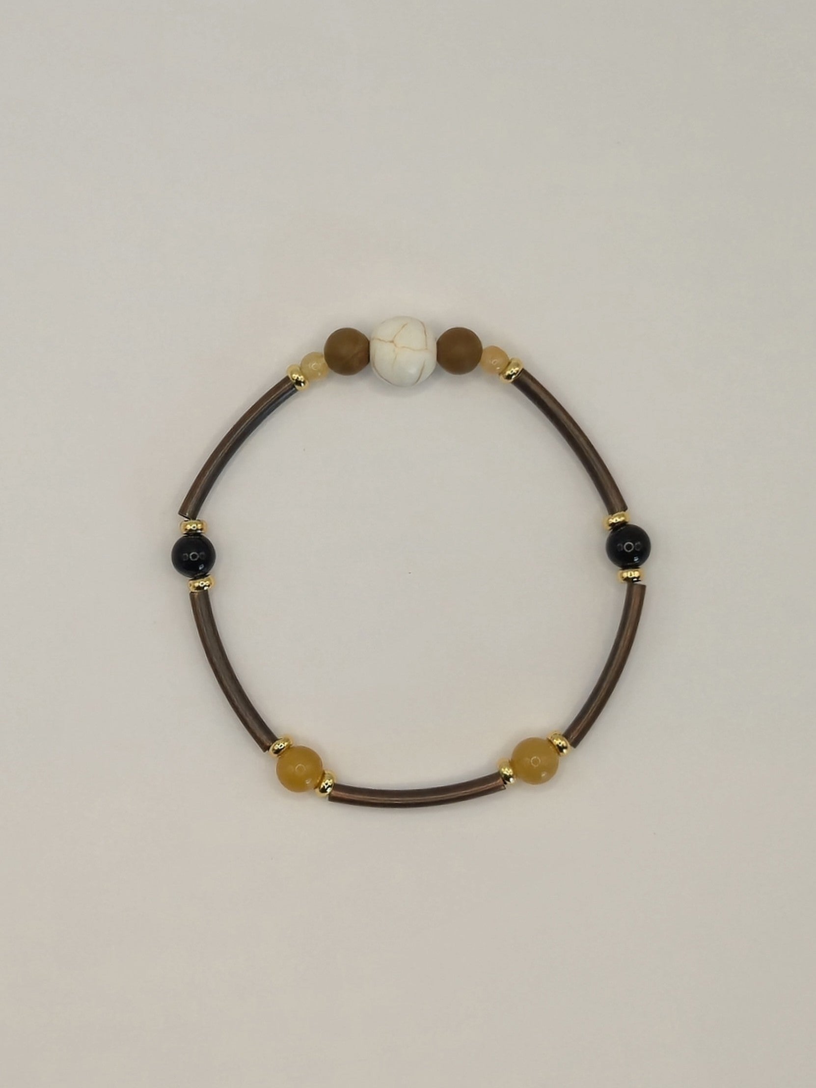 White Crackle Howlite & Wooden Jasper Bracelet