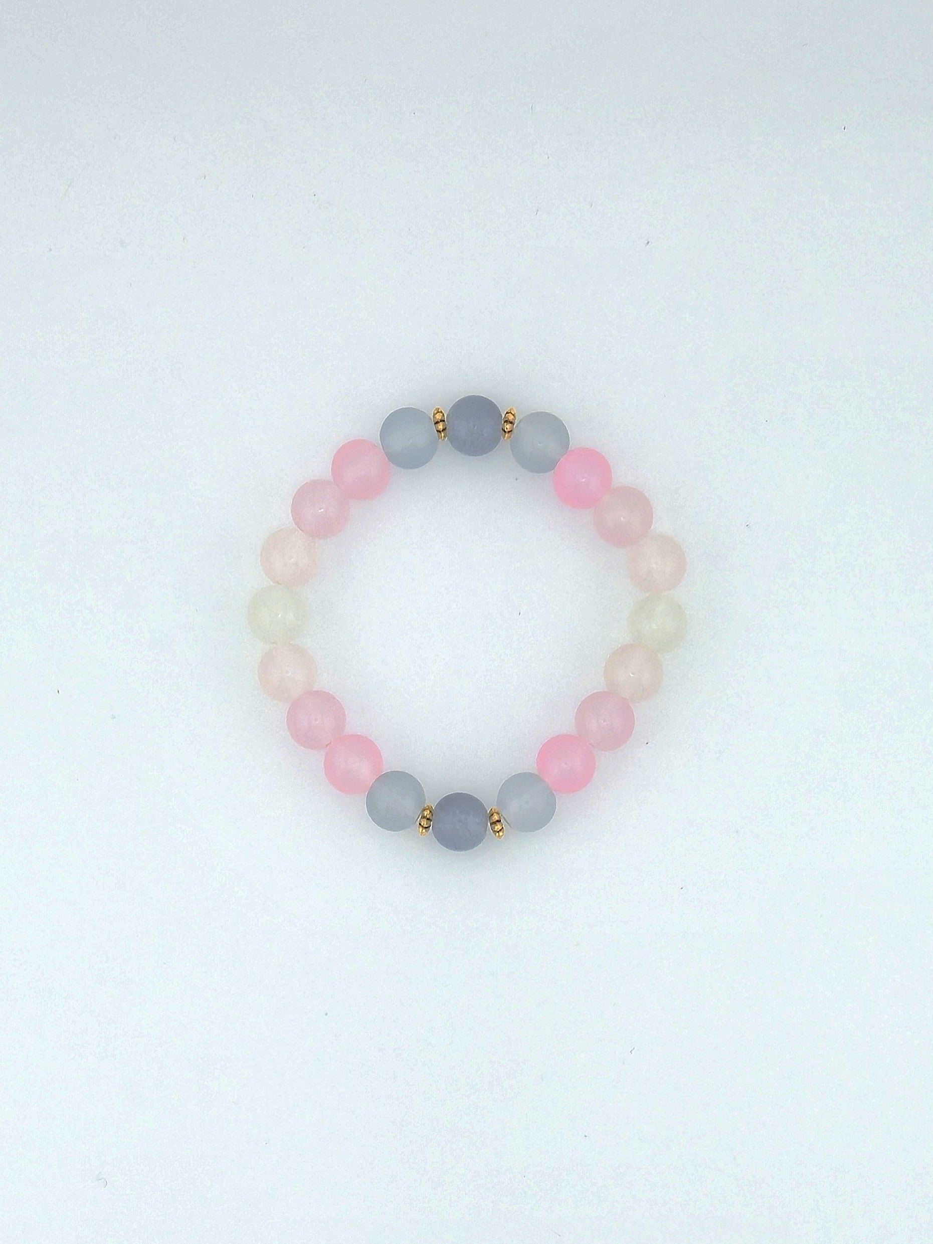 Pink & Grey Ombre Glass Bead Bracelet