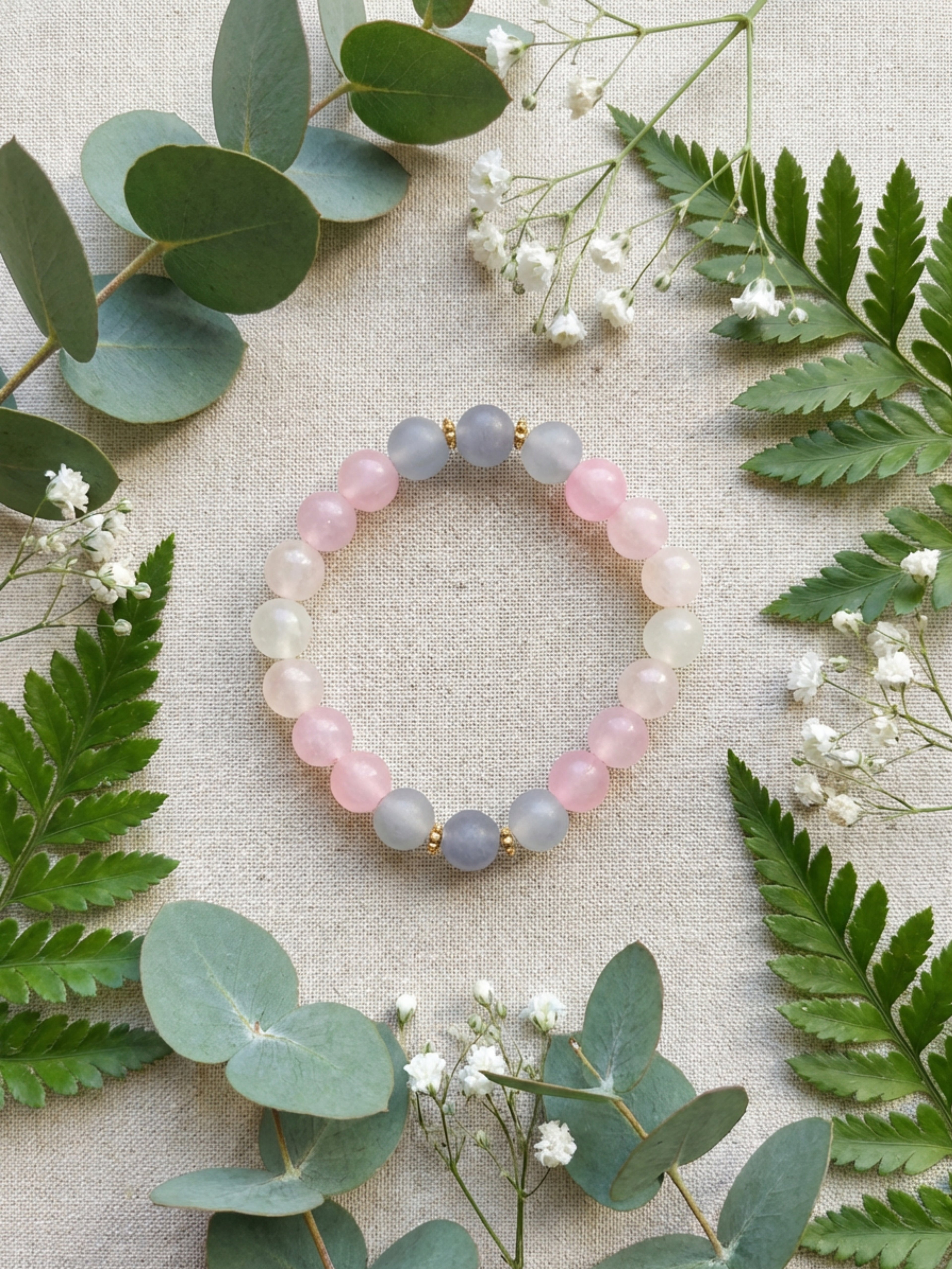 Pink & Grey Ombre Glass Bead Bracelet