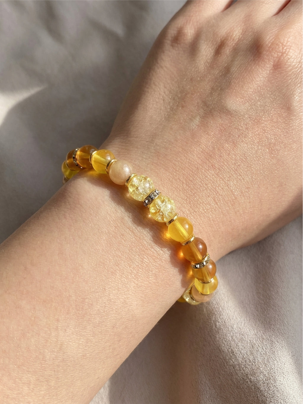 Dazzling Gold Glass Bead Bracelet