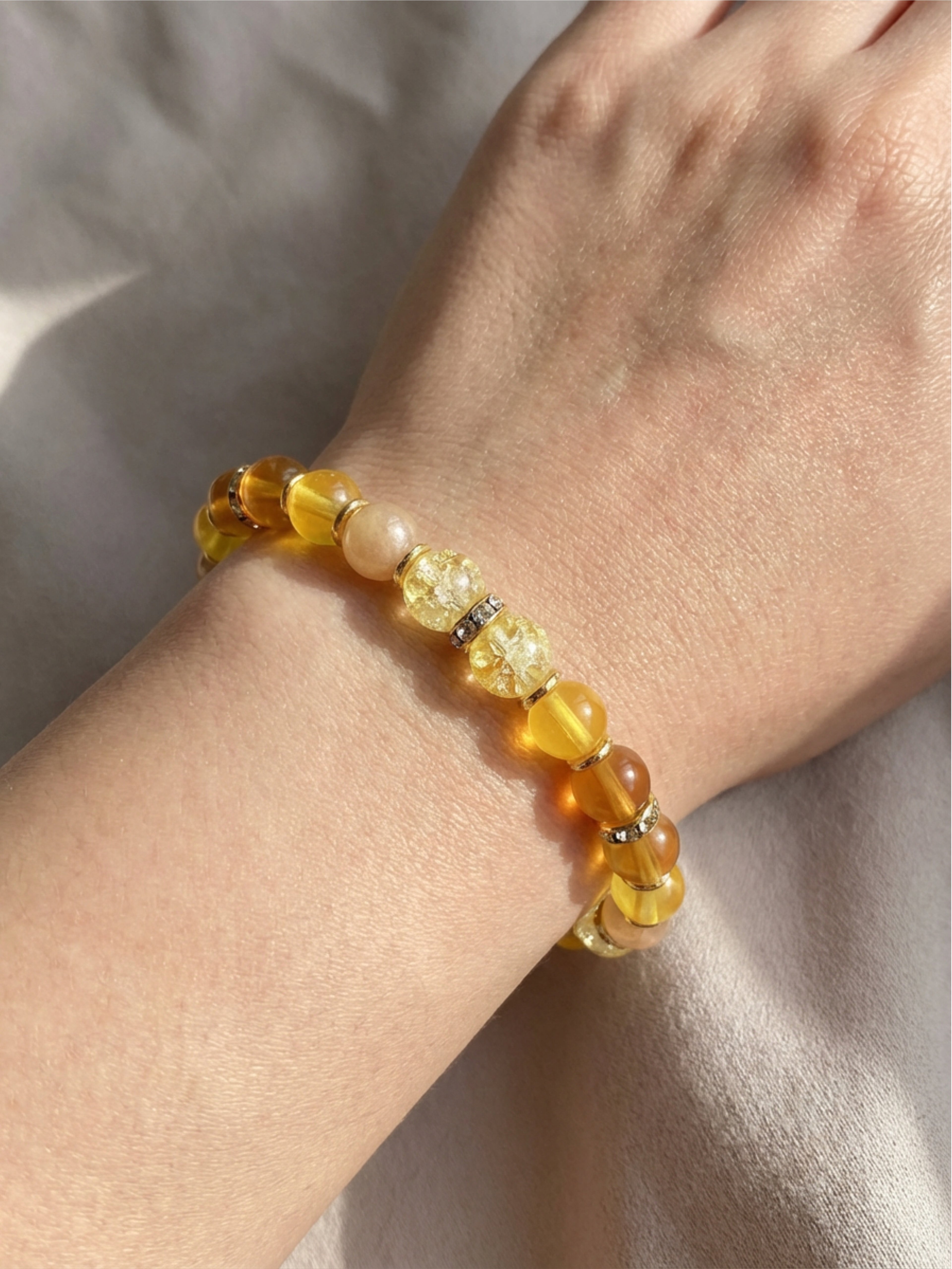 Dazzling Gold Glass Bead Bracelet