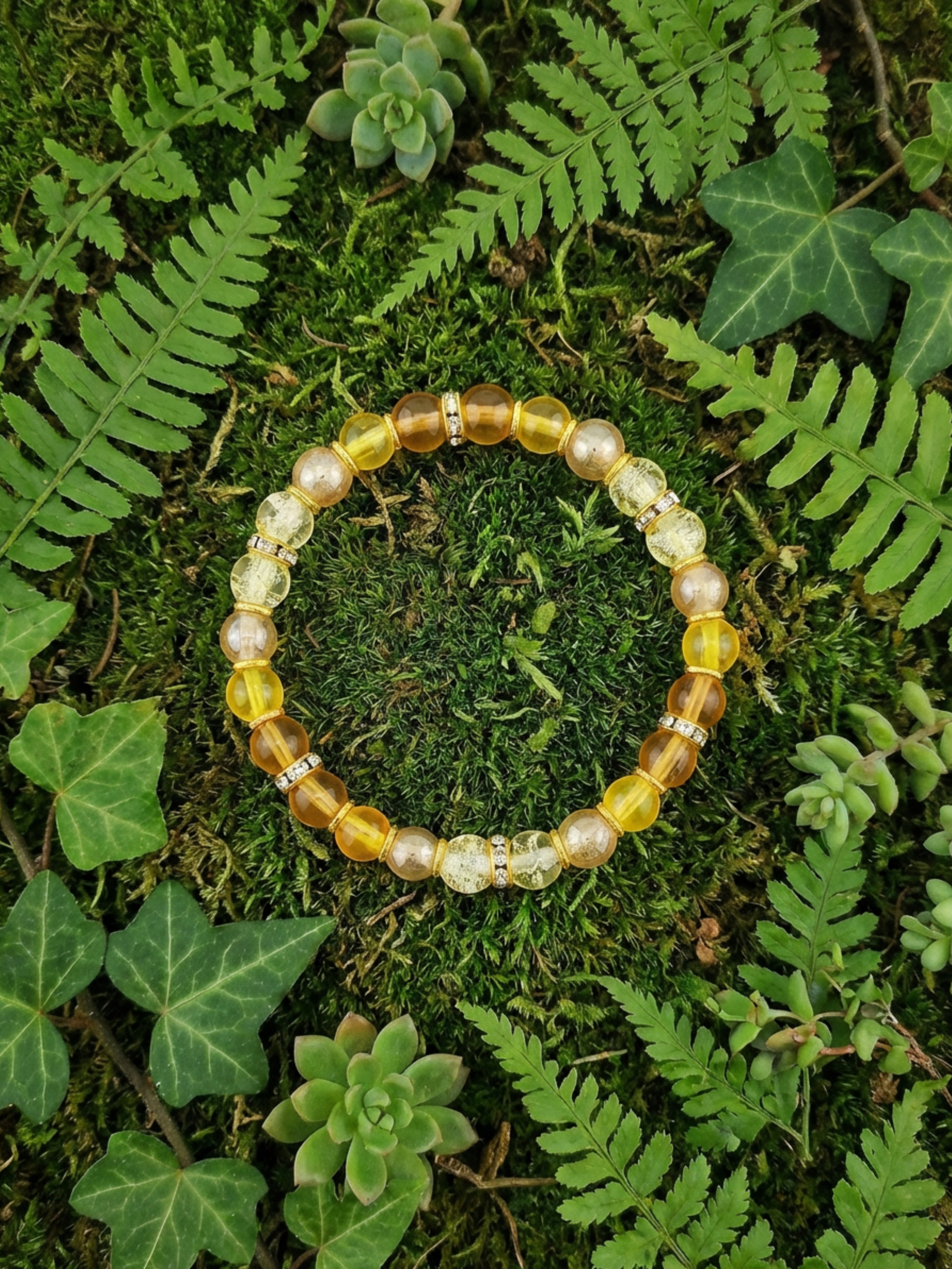 Dazzling Gold Glass Bead Bracelet