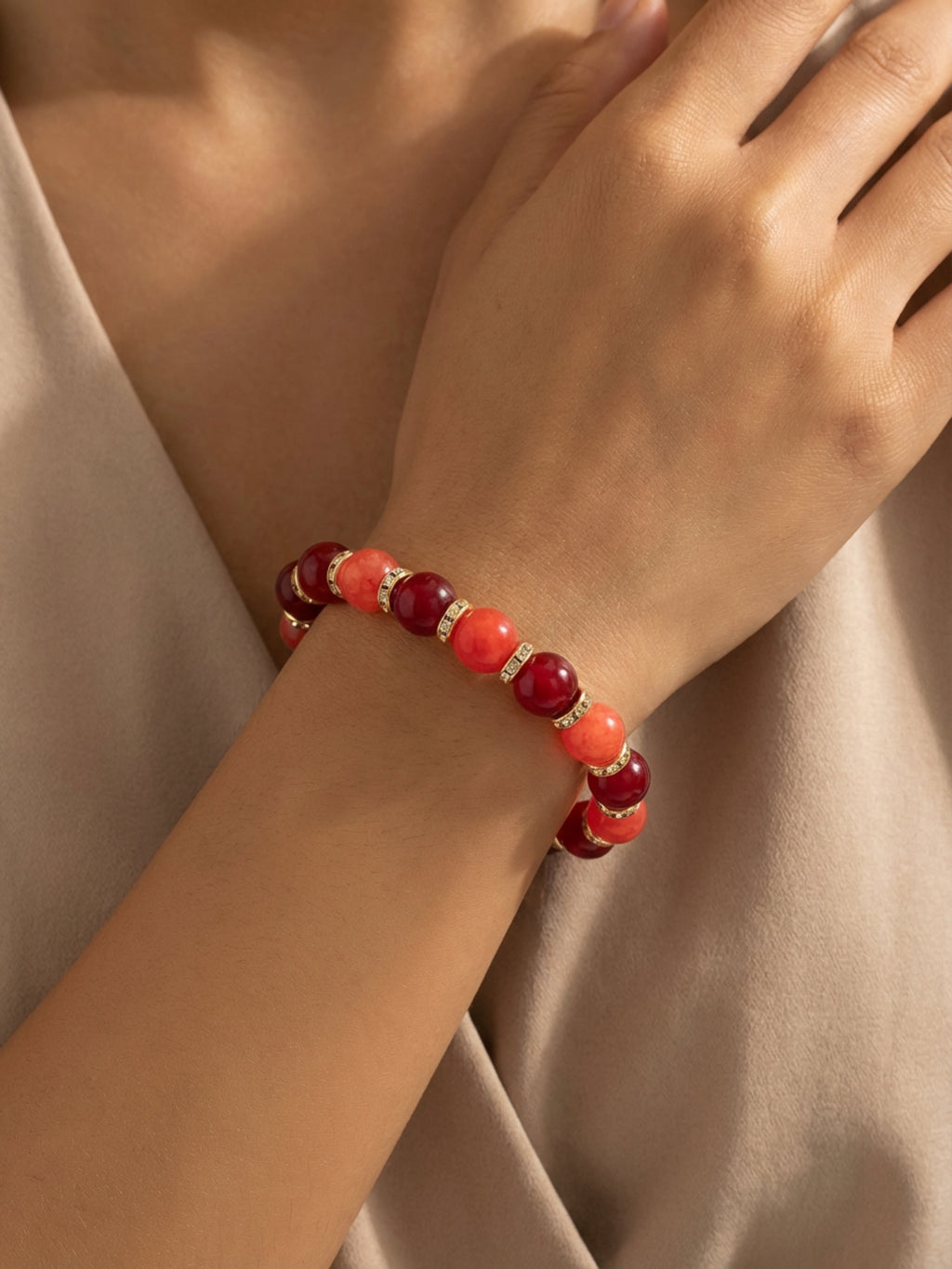 Scarlet Glass Bead Bracelet