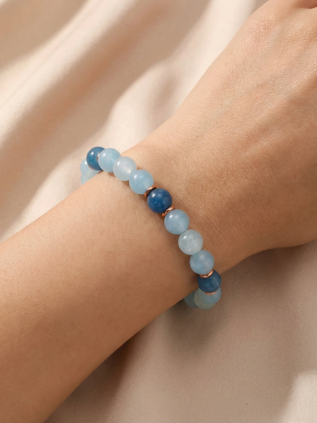 Turquoise Ombre 10mm Glass Bead Bracelet