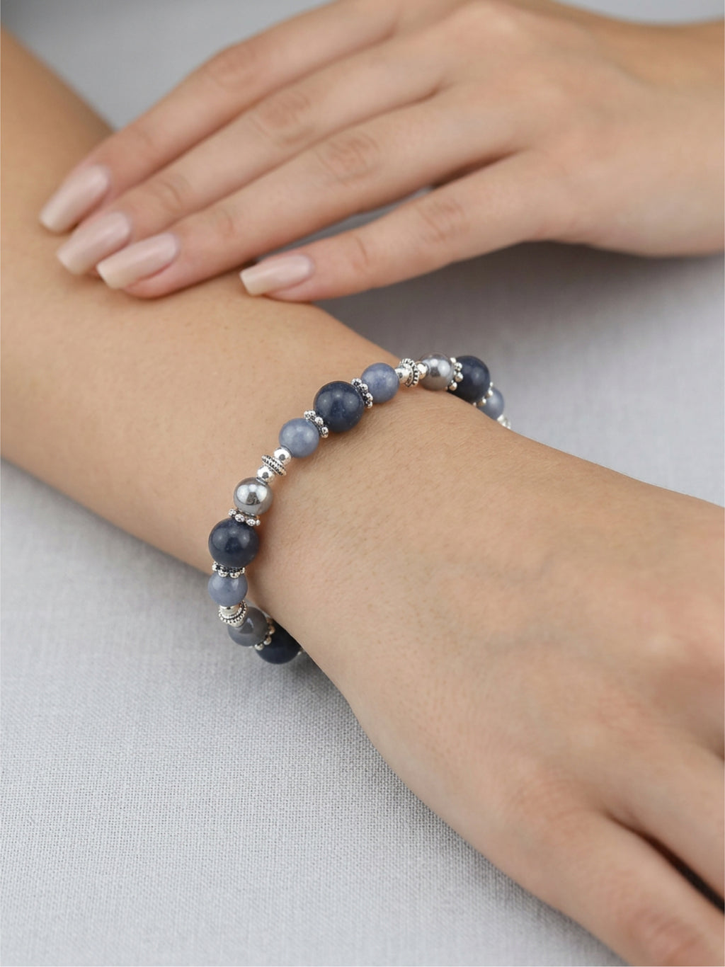 Marian Blue Glass Bead Bracelet