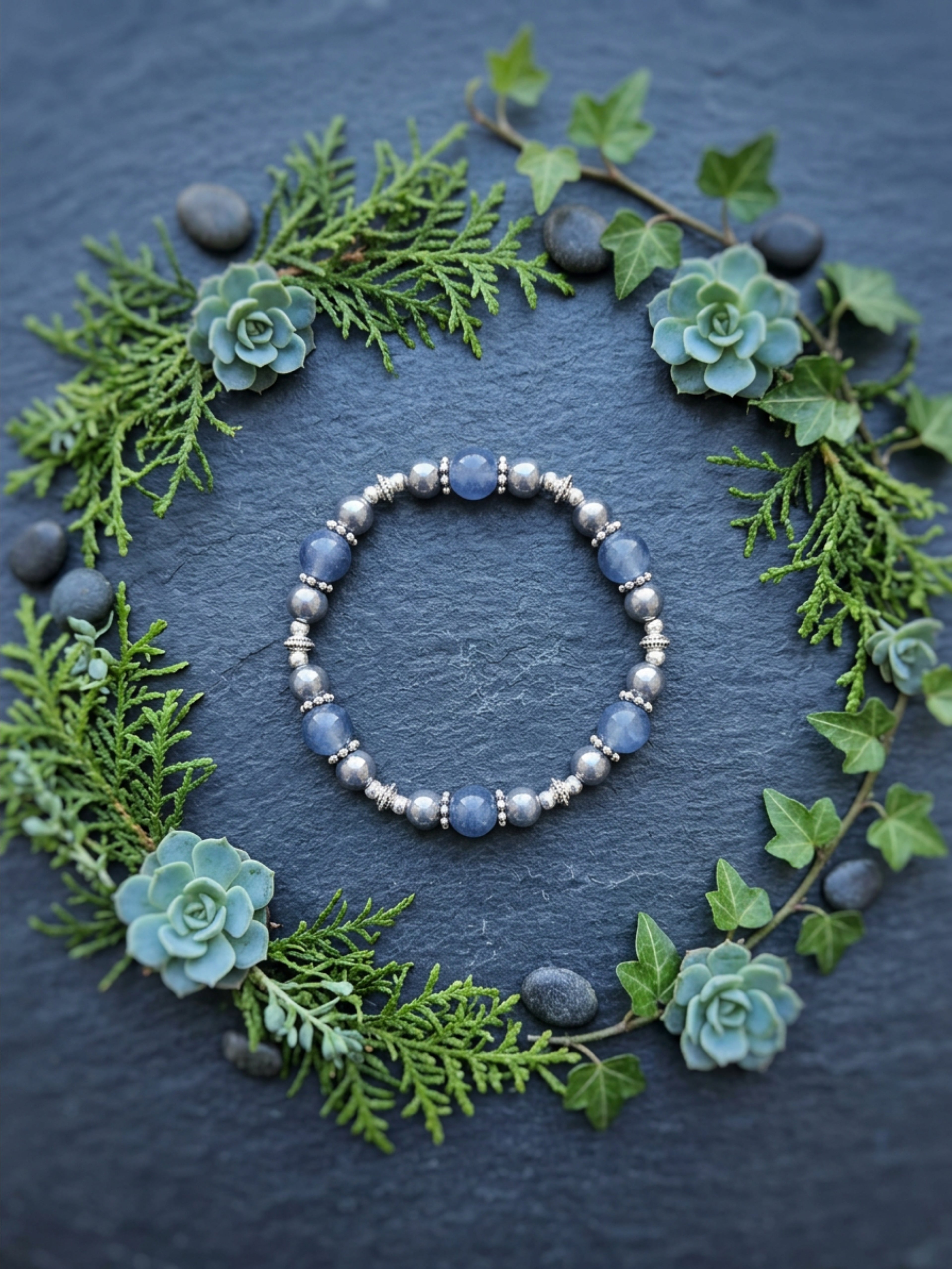 Marian Blue Glass Bead Bracelet