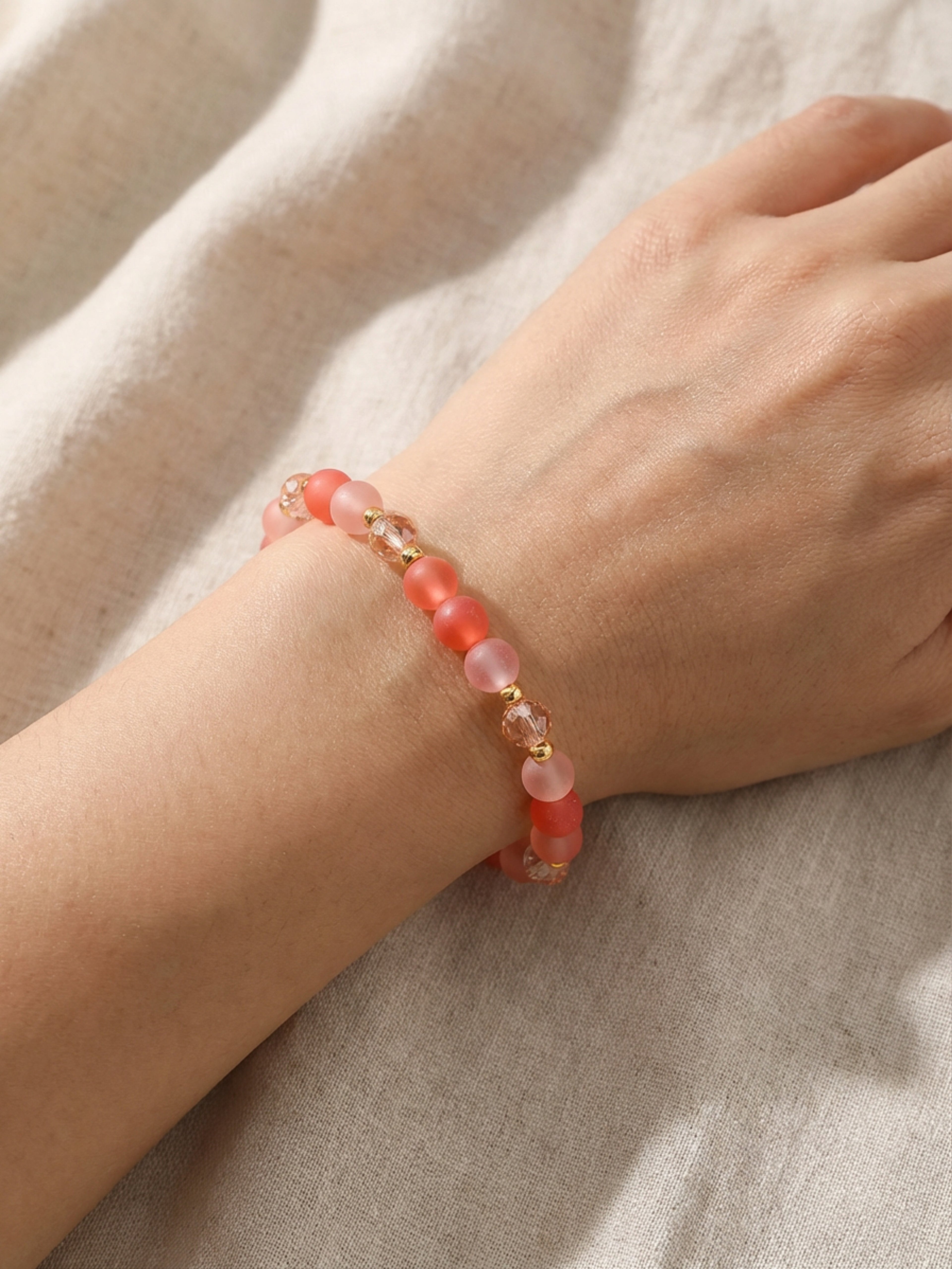 Just Peachy Glass Bead Bracelet