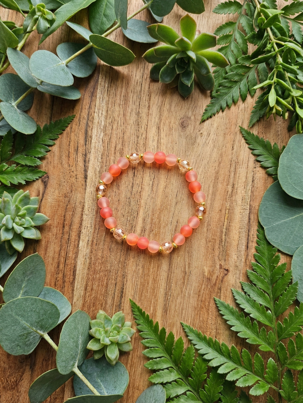 Just Peachy Glass Bead Bracelet