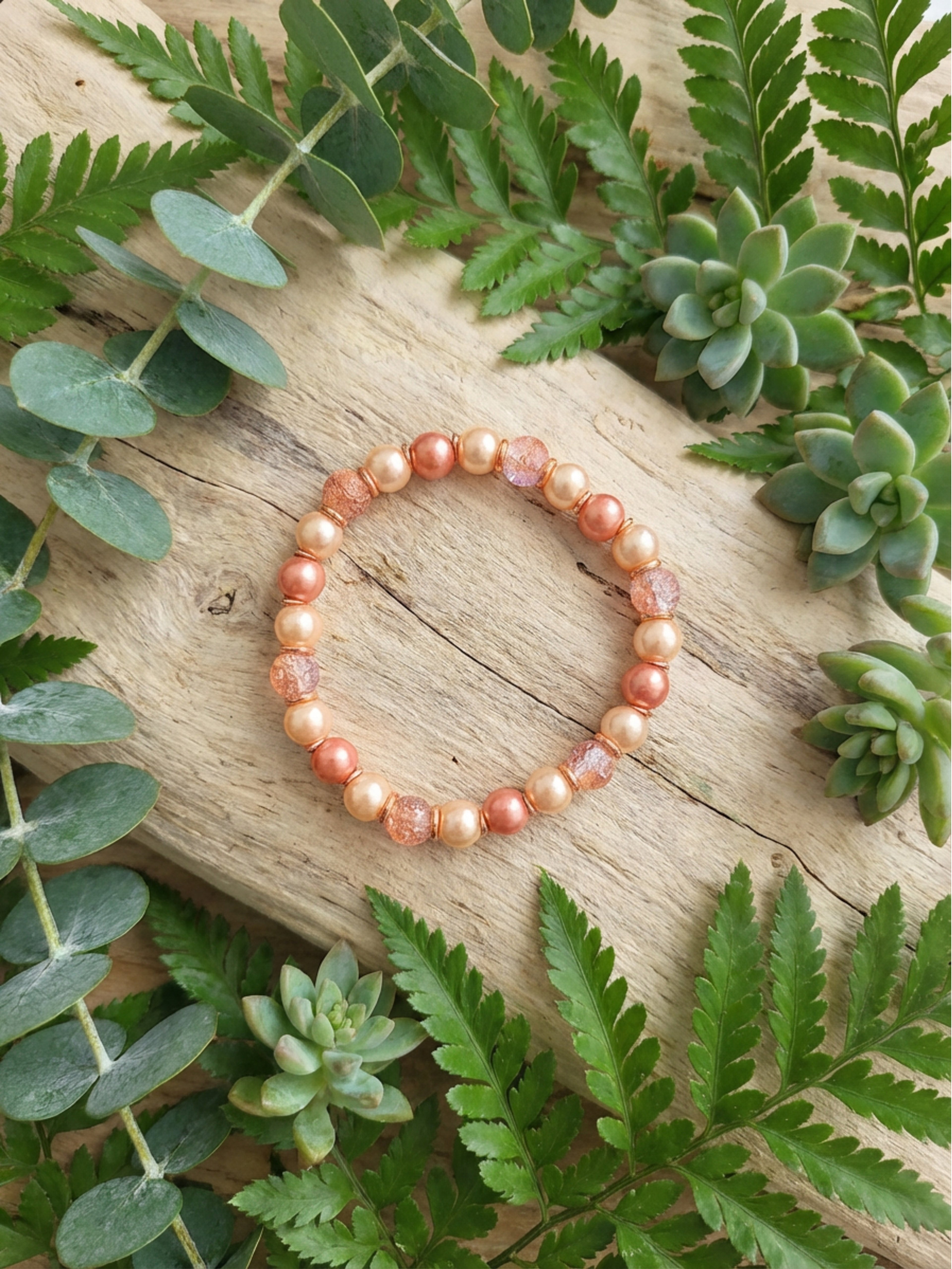 Apricot Glass Bead Bracelet