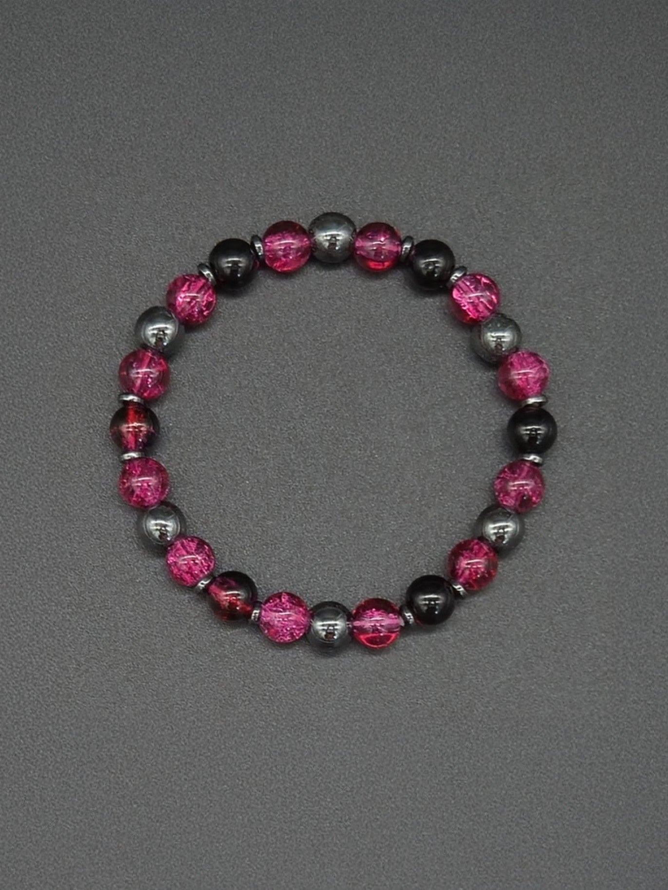 Daring Pink Glass Bead Bracelet