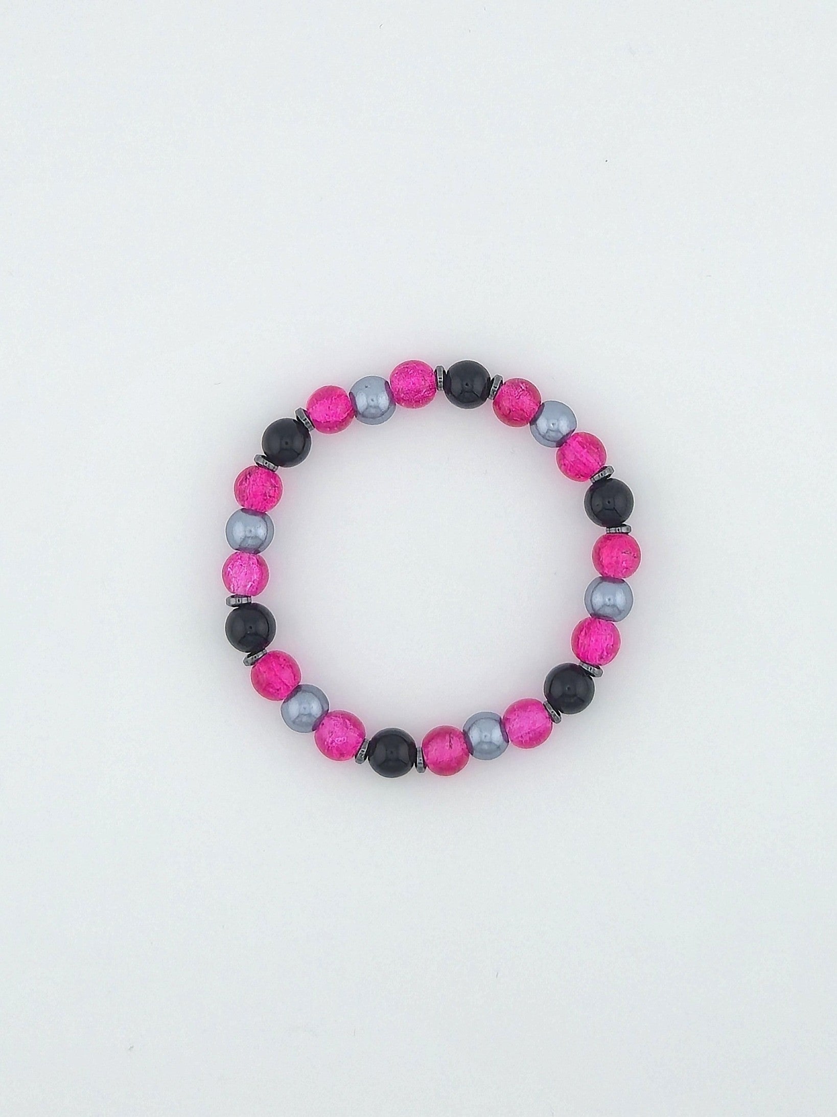 Daring Pink Glass Bead Bracelet