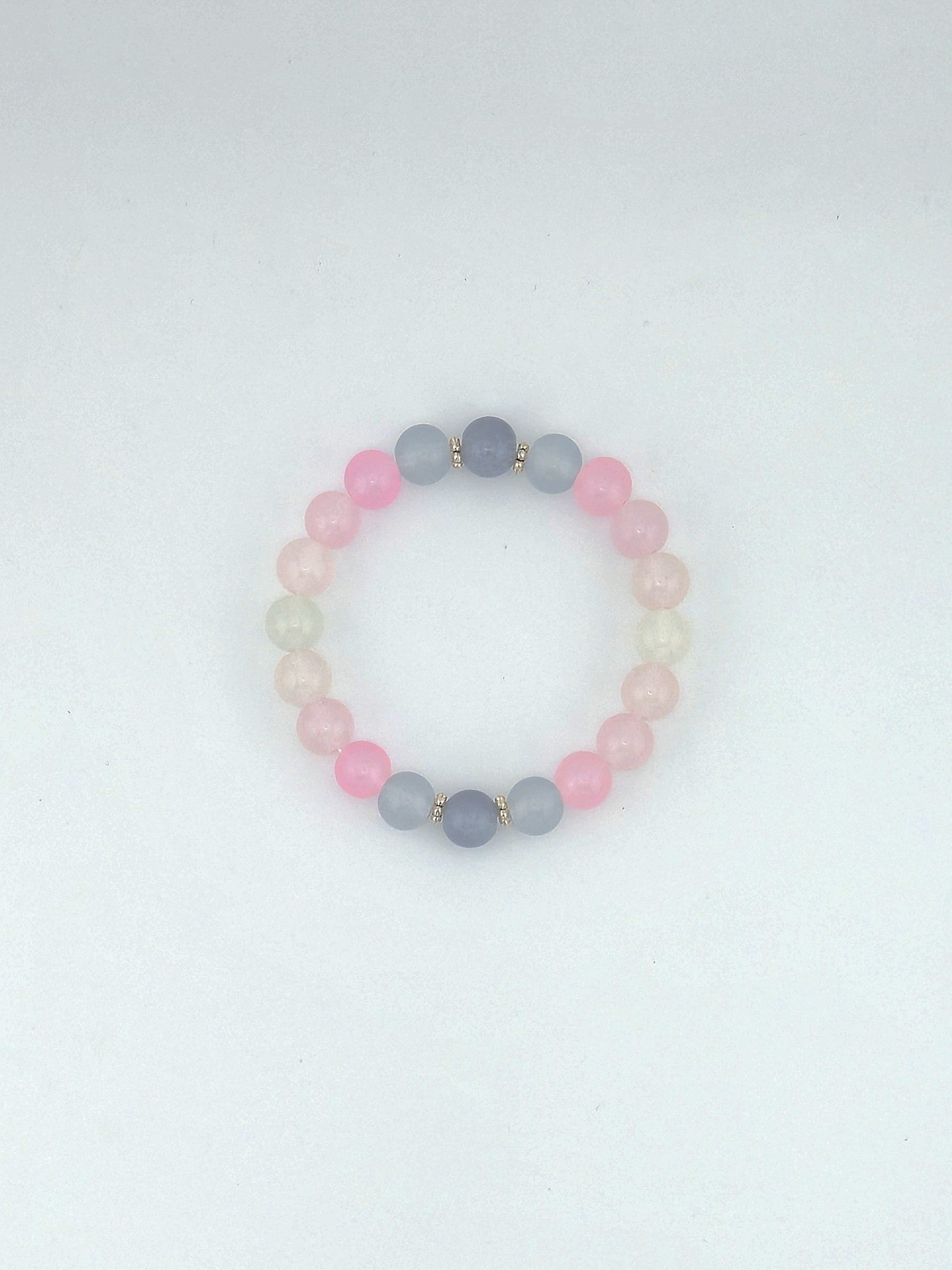 Pink & Grey Ombre Glass Bead Bracelet