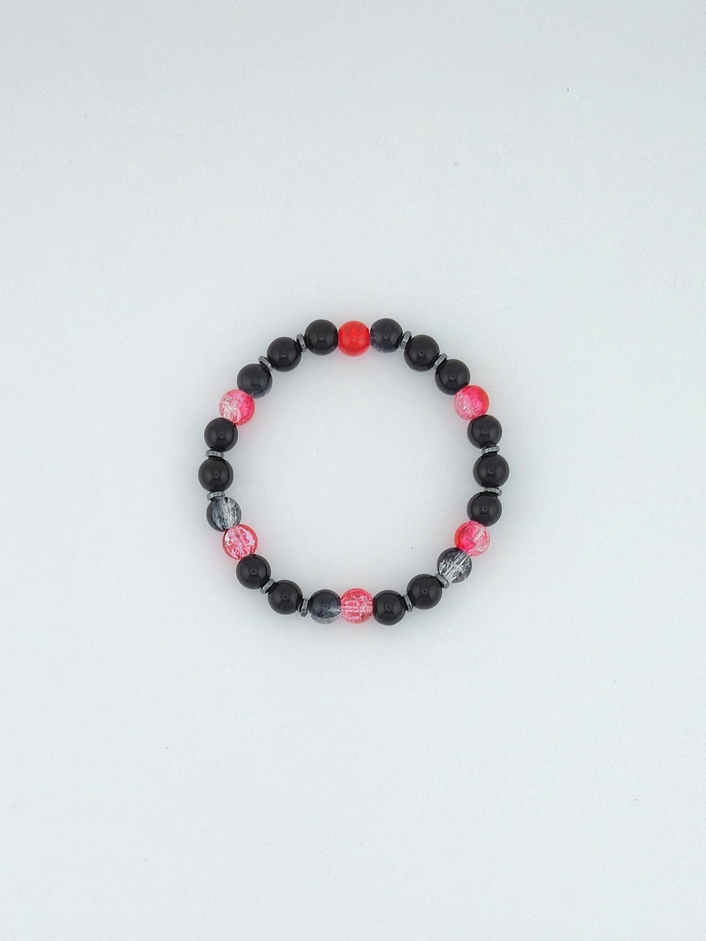 Black Beauty w/ Pink Pizazz Glass Bead Bracelet