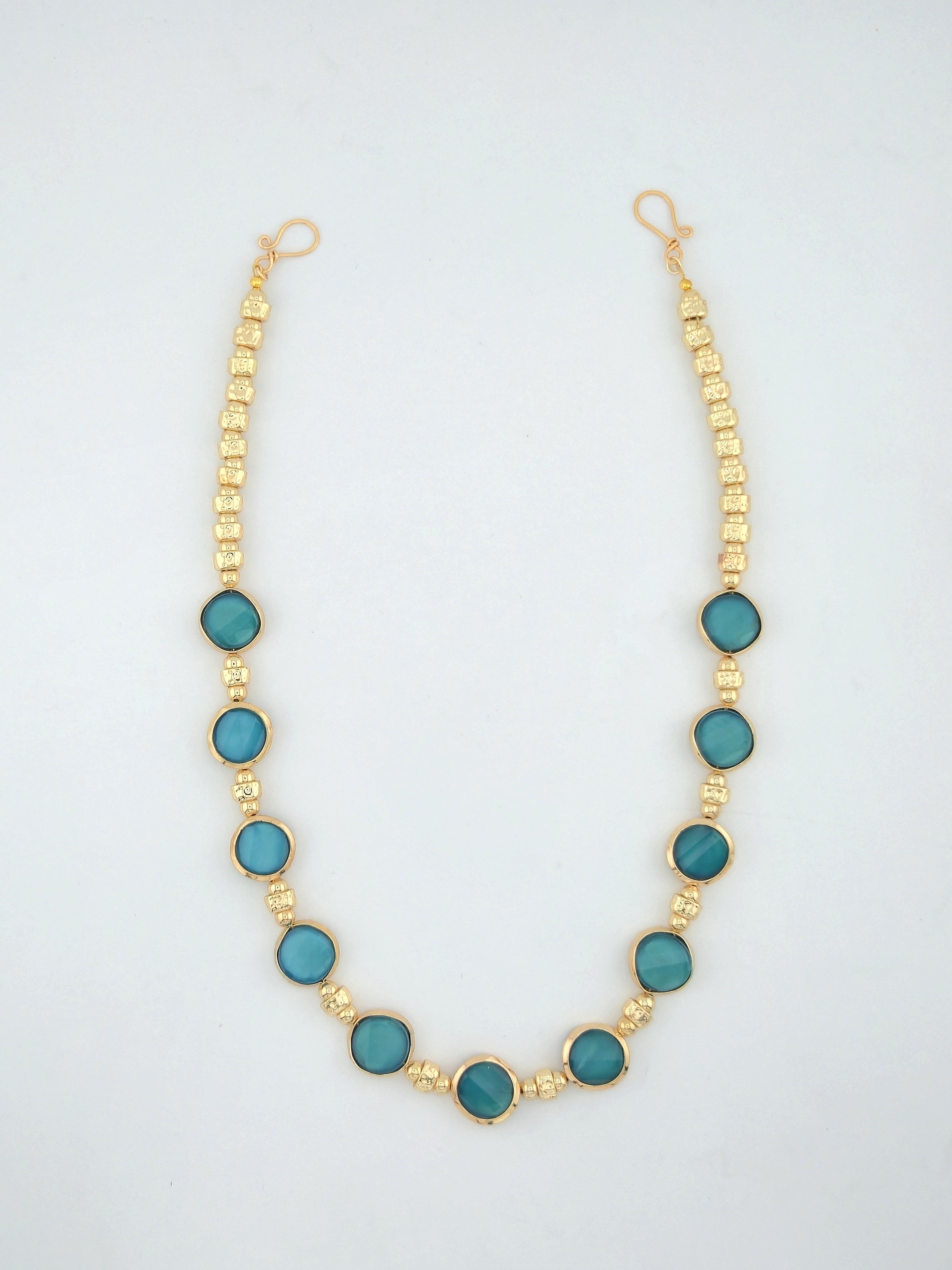 Teal Radiance Gold Artisan Necklace