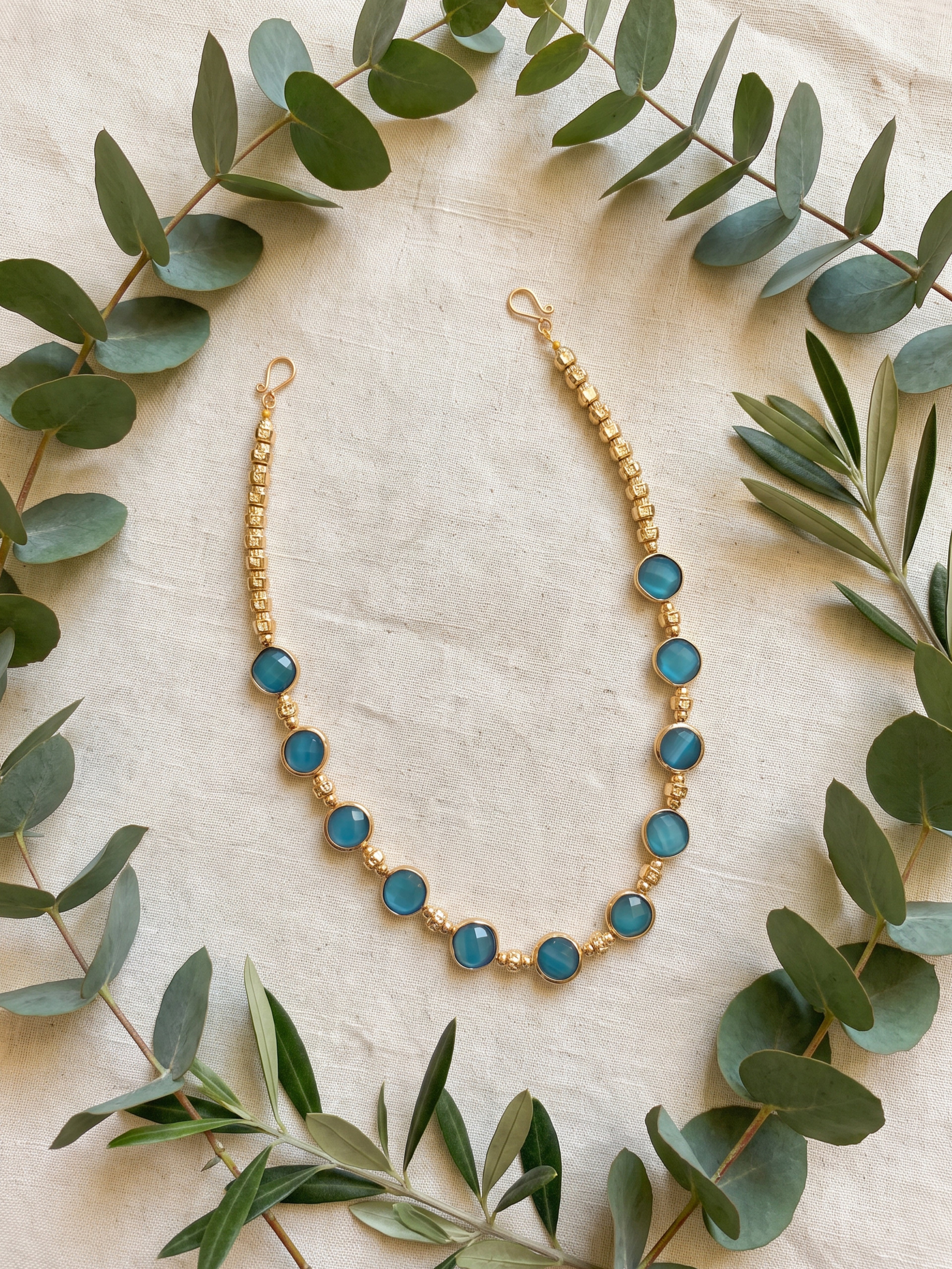 Teal Radiance Gold Artisan Necklace