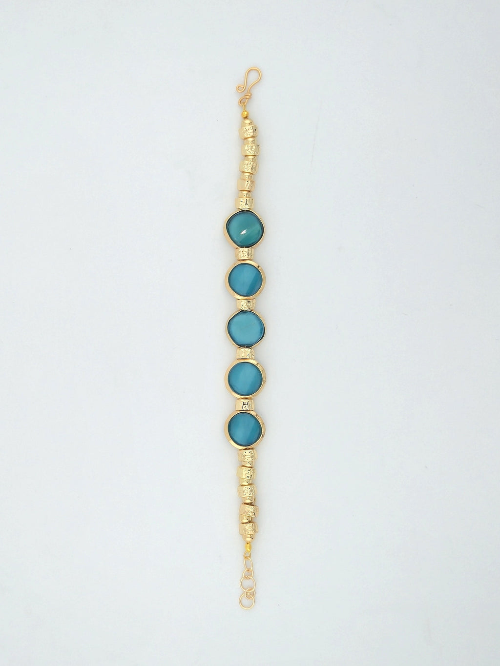 Teal Radiance Gold Artisan Bracelet