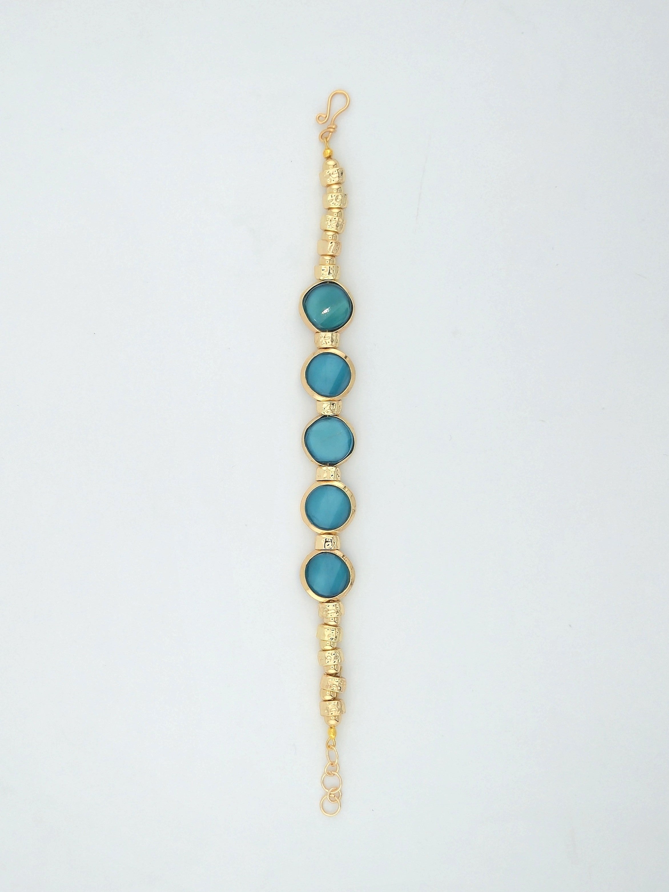 Teal Radiance Gold Artisan Bracelet