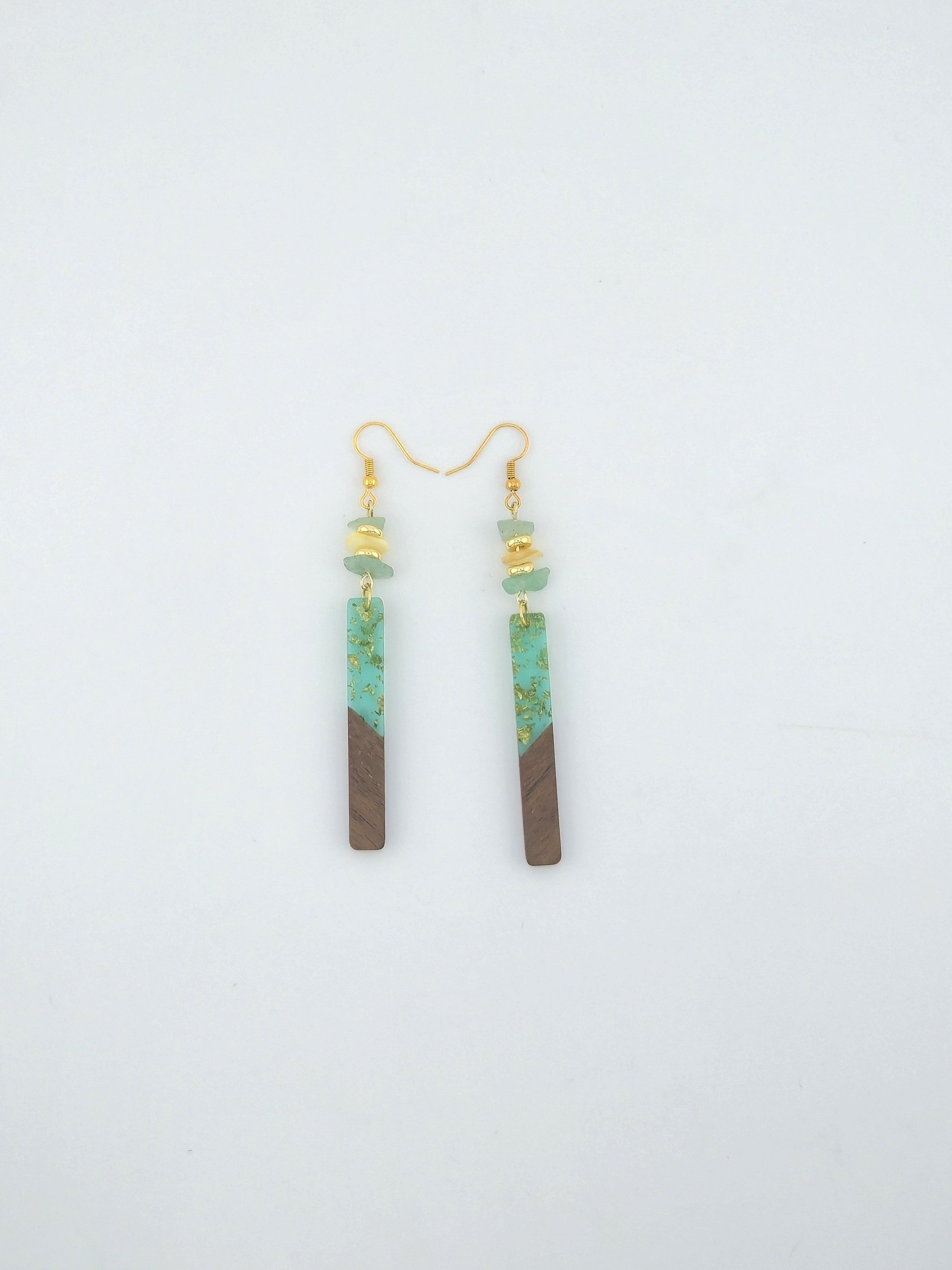 Wood Resin Bar Earrings