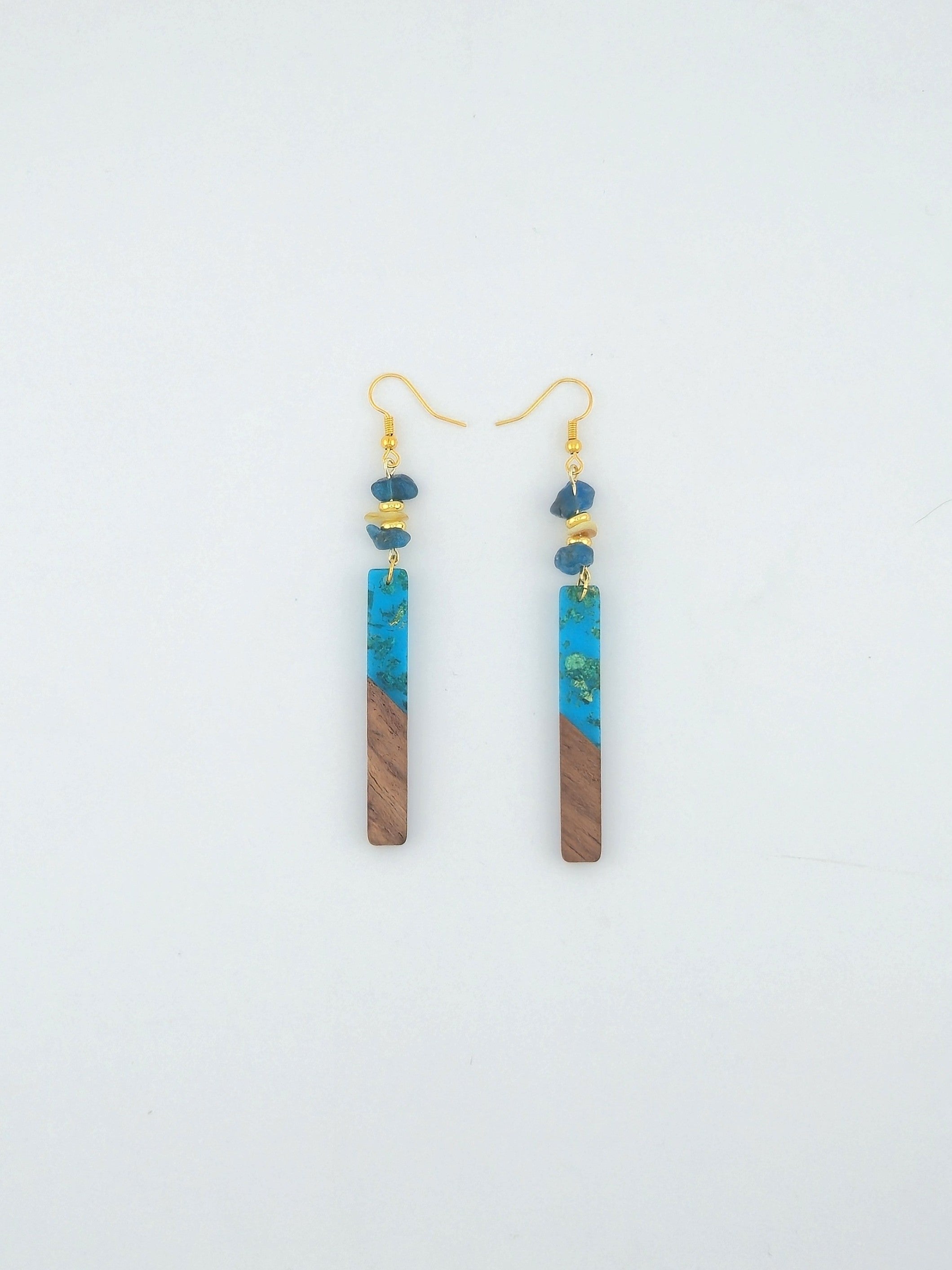 Wood Resin Bar Earrings