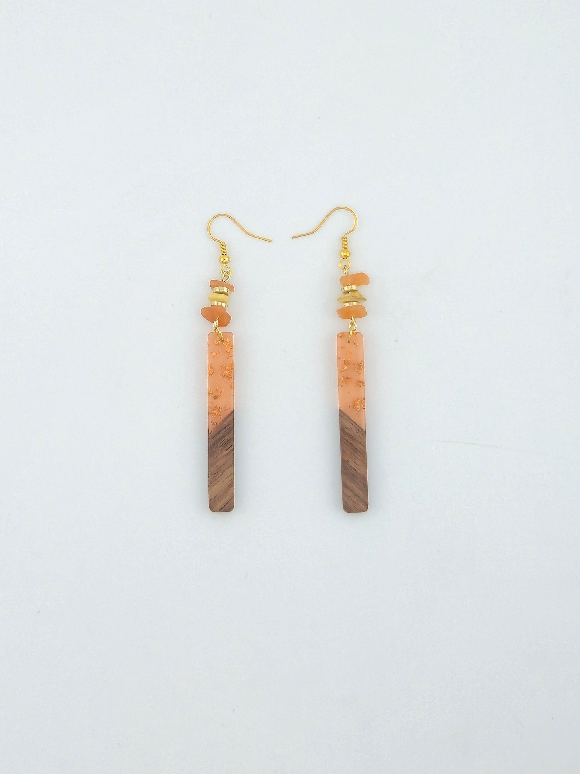 Wood Resin Bar Earrings