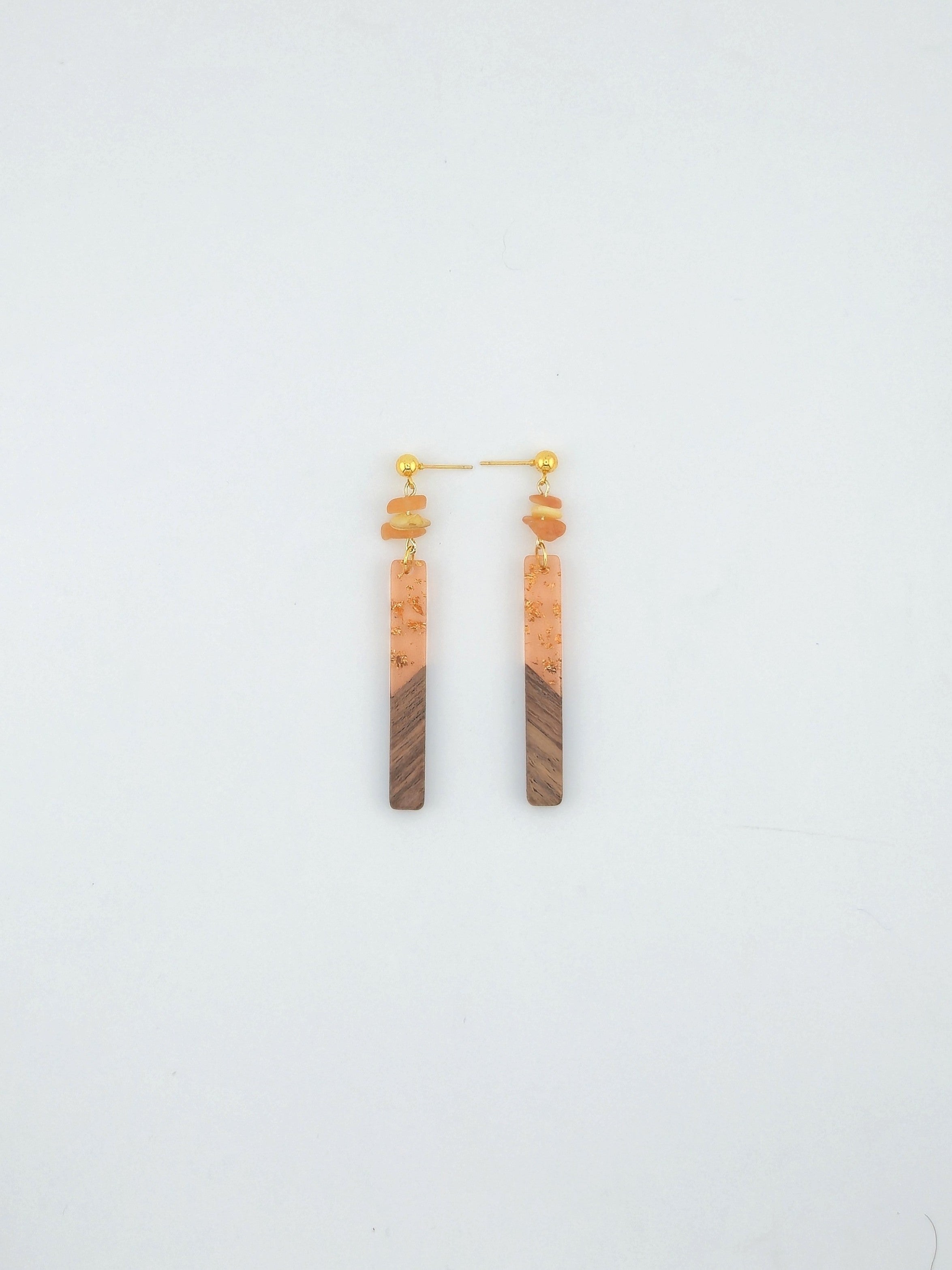 Wood Resin Bar Earrings