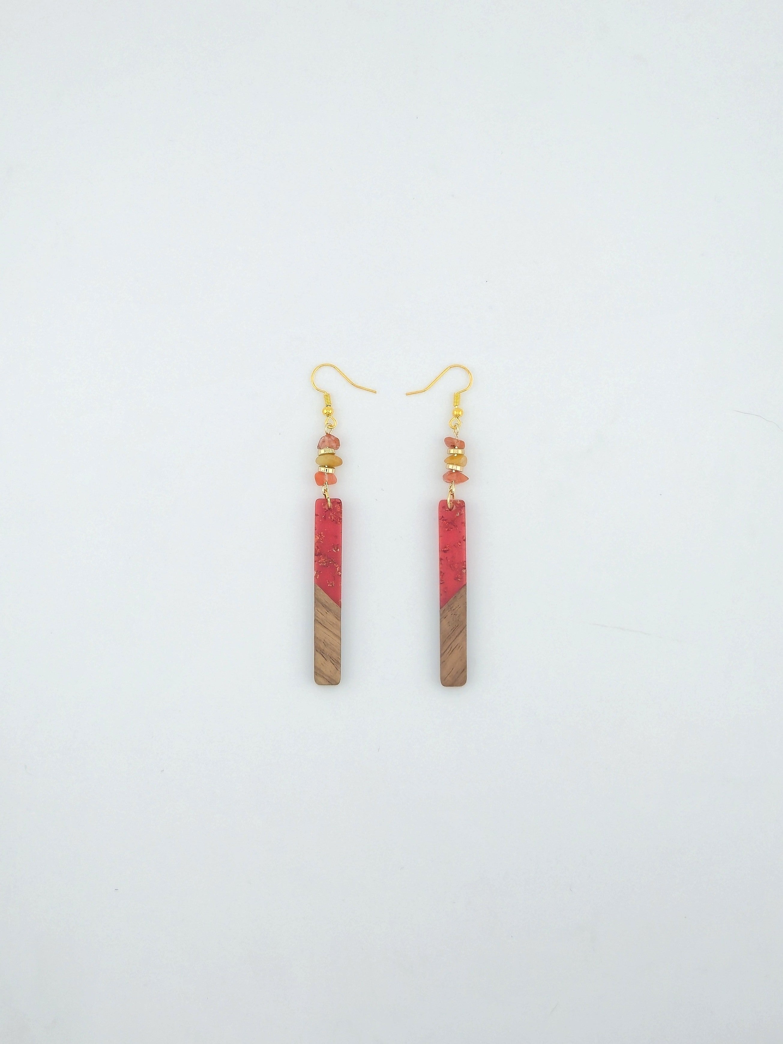 Wood Resin Bar Earrings