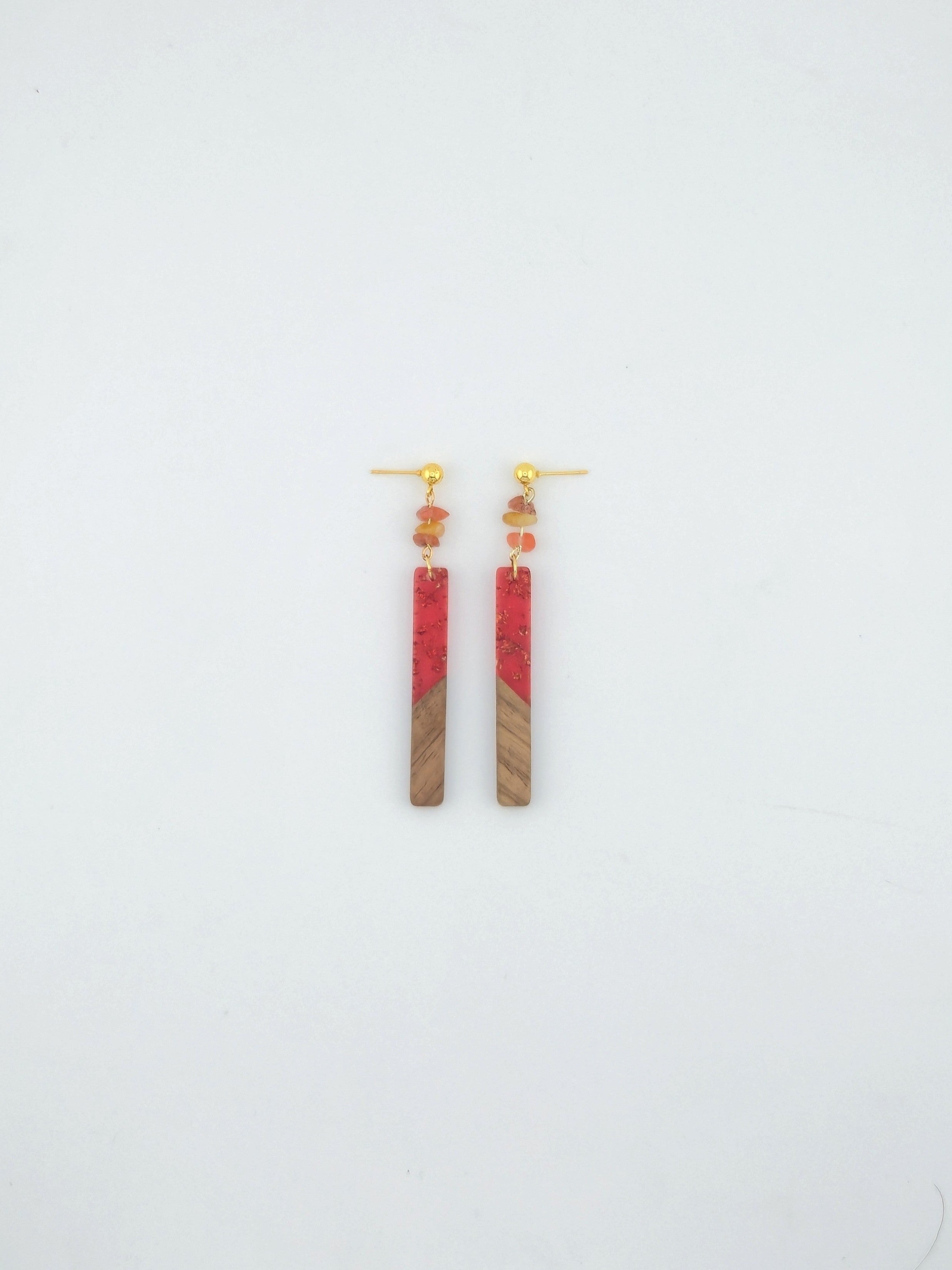 Wood Resin Bar Earrings