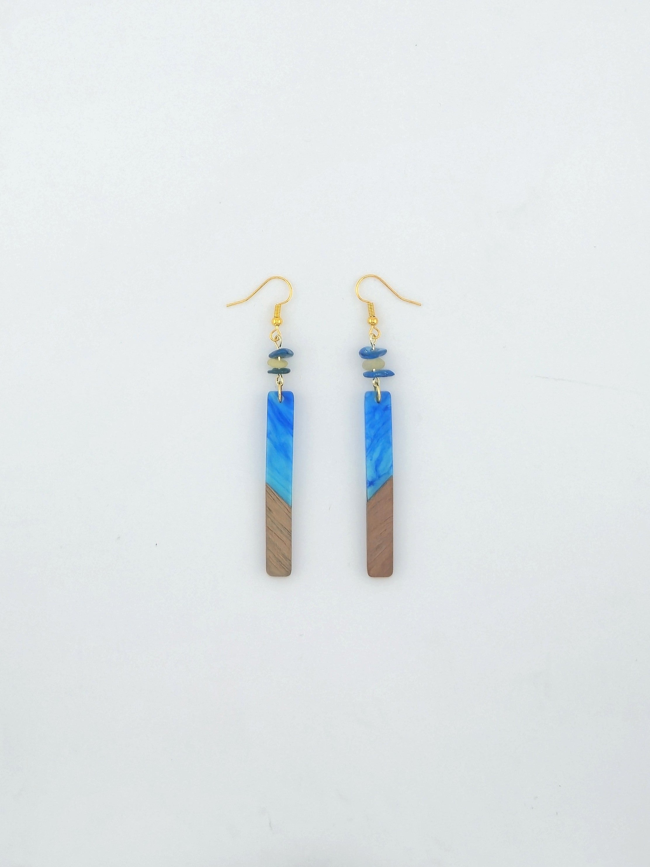 Wood Resin Bar Earrings