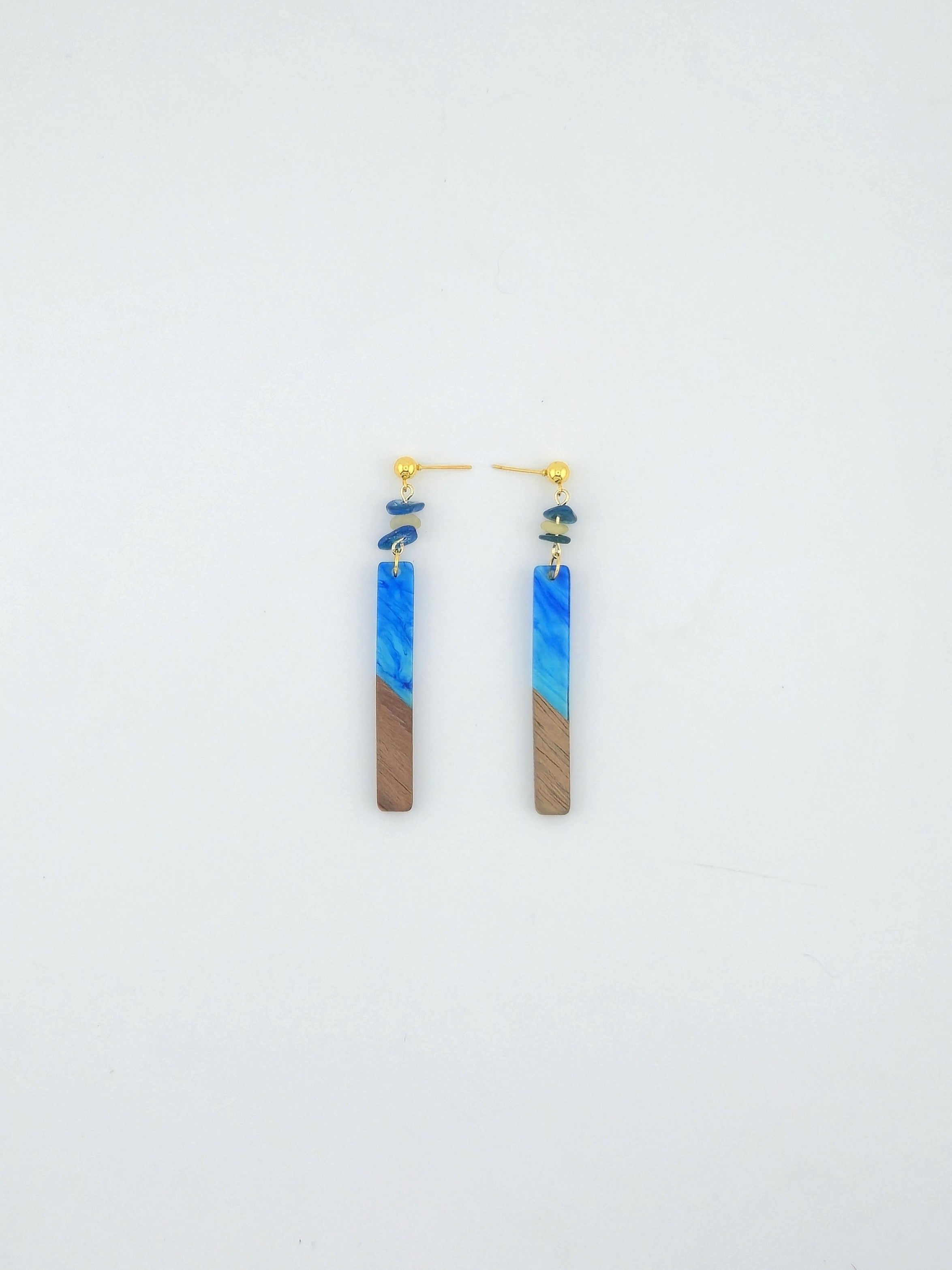 Wood Resin Bar Earrings