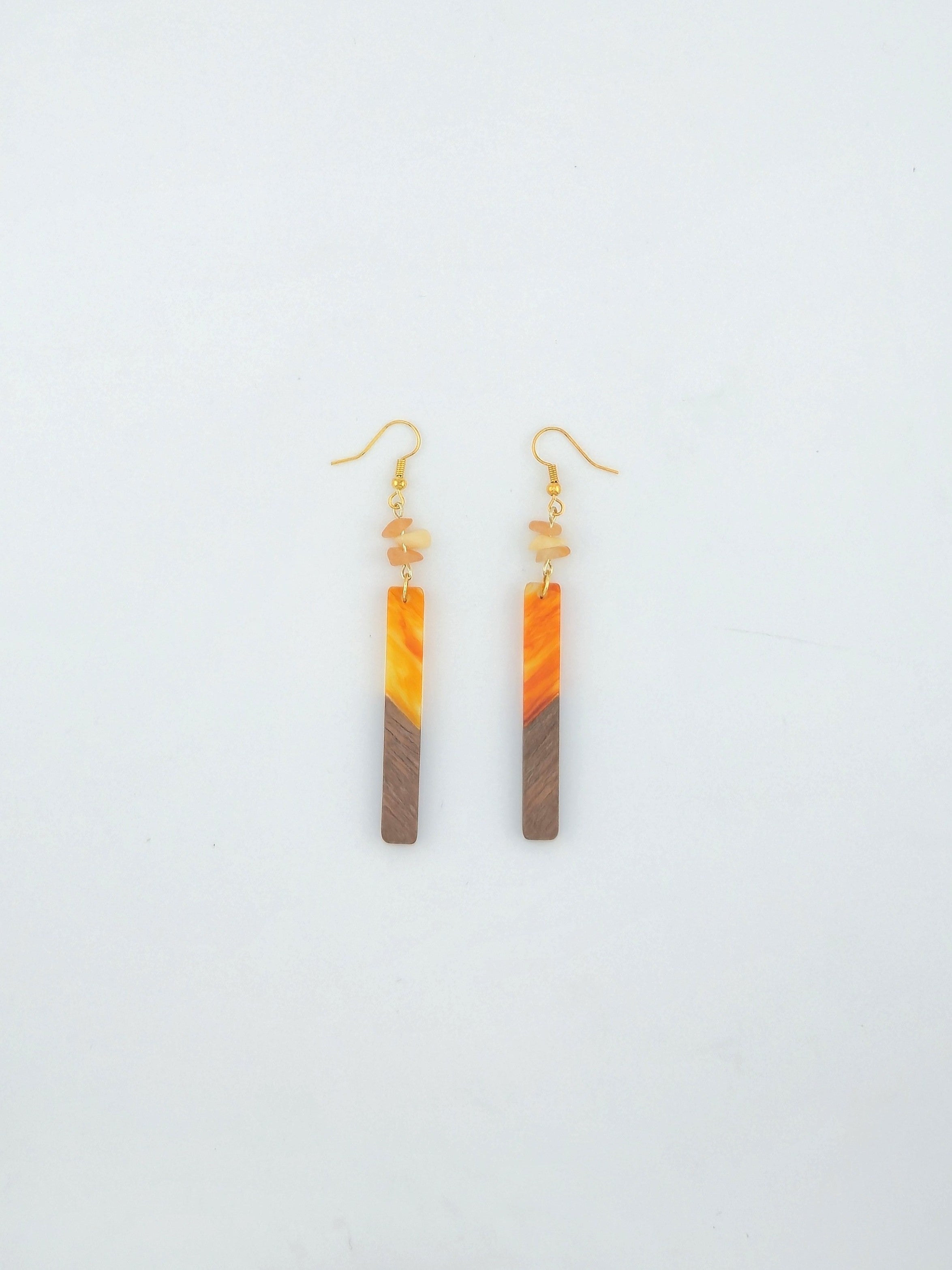 Wood Resin Bar Earrings