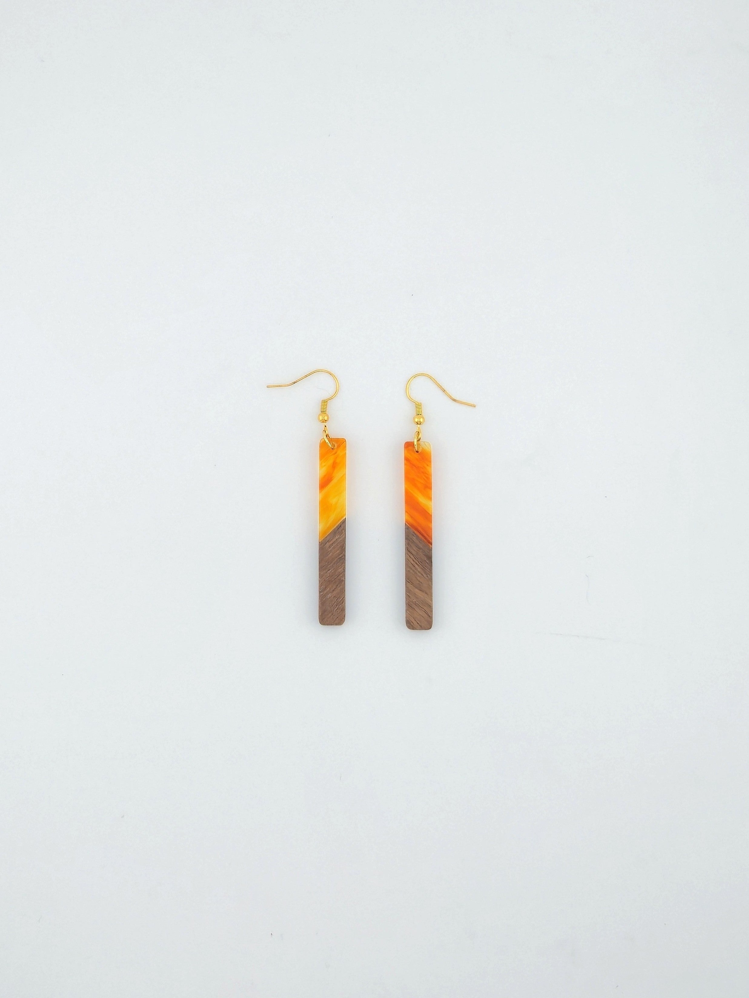 Wood Resin Bar Earrings