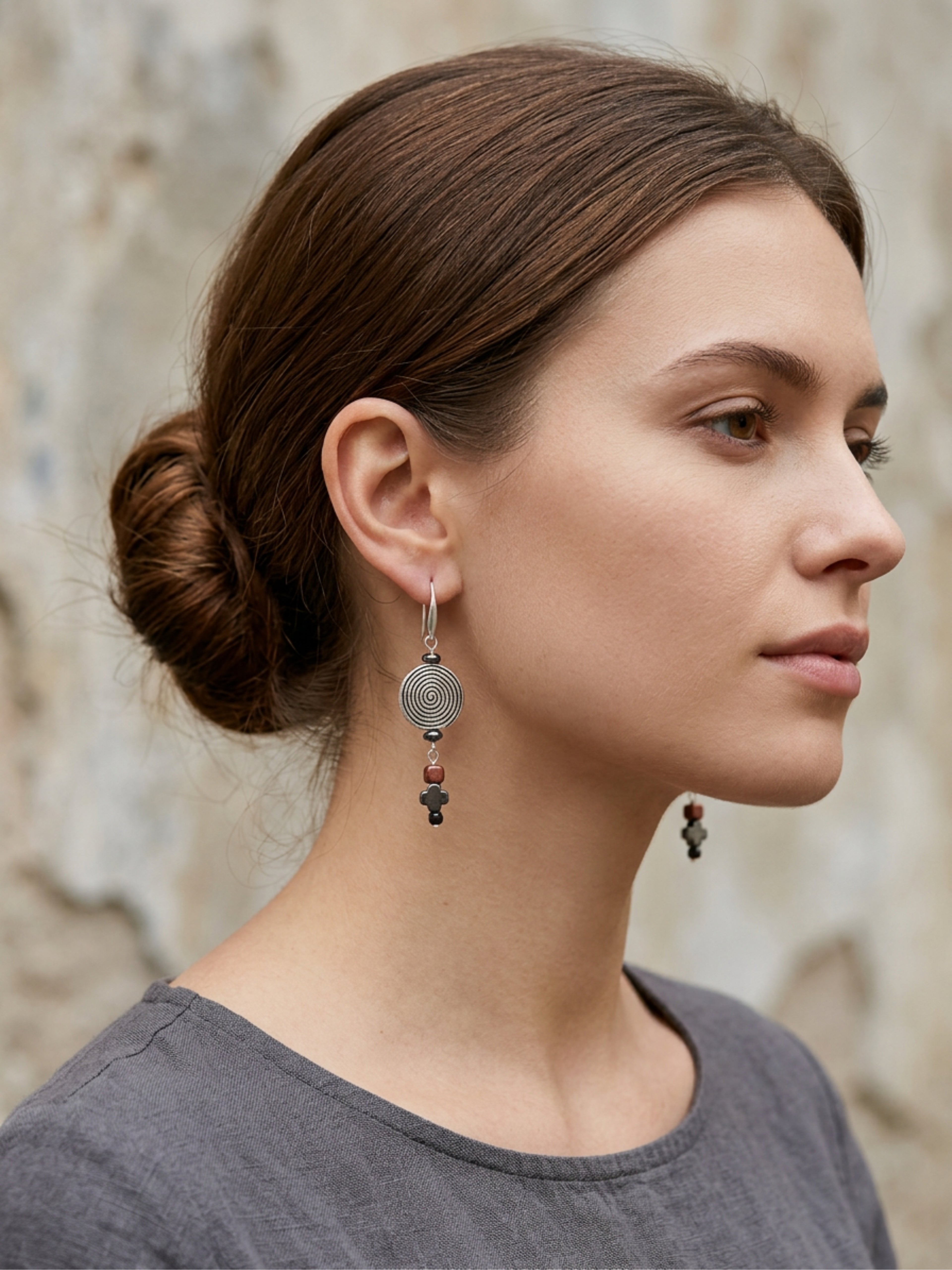 Tibetan Lental Bead Earrings