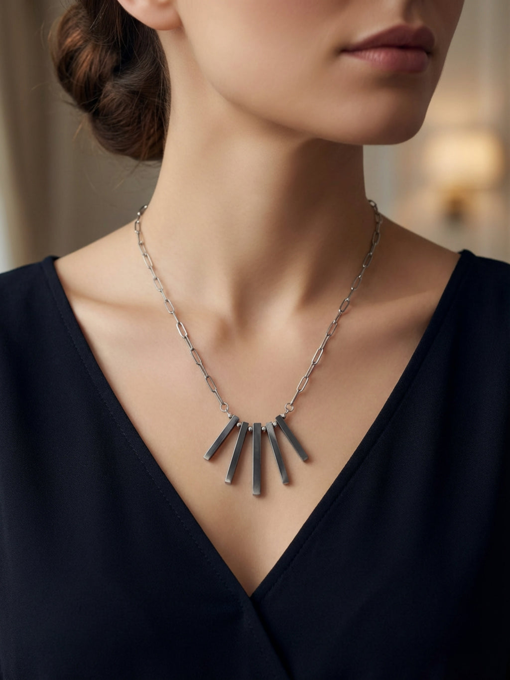 Silver Bar Necklace 21"