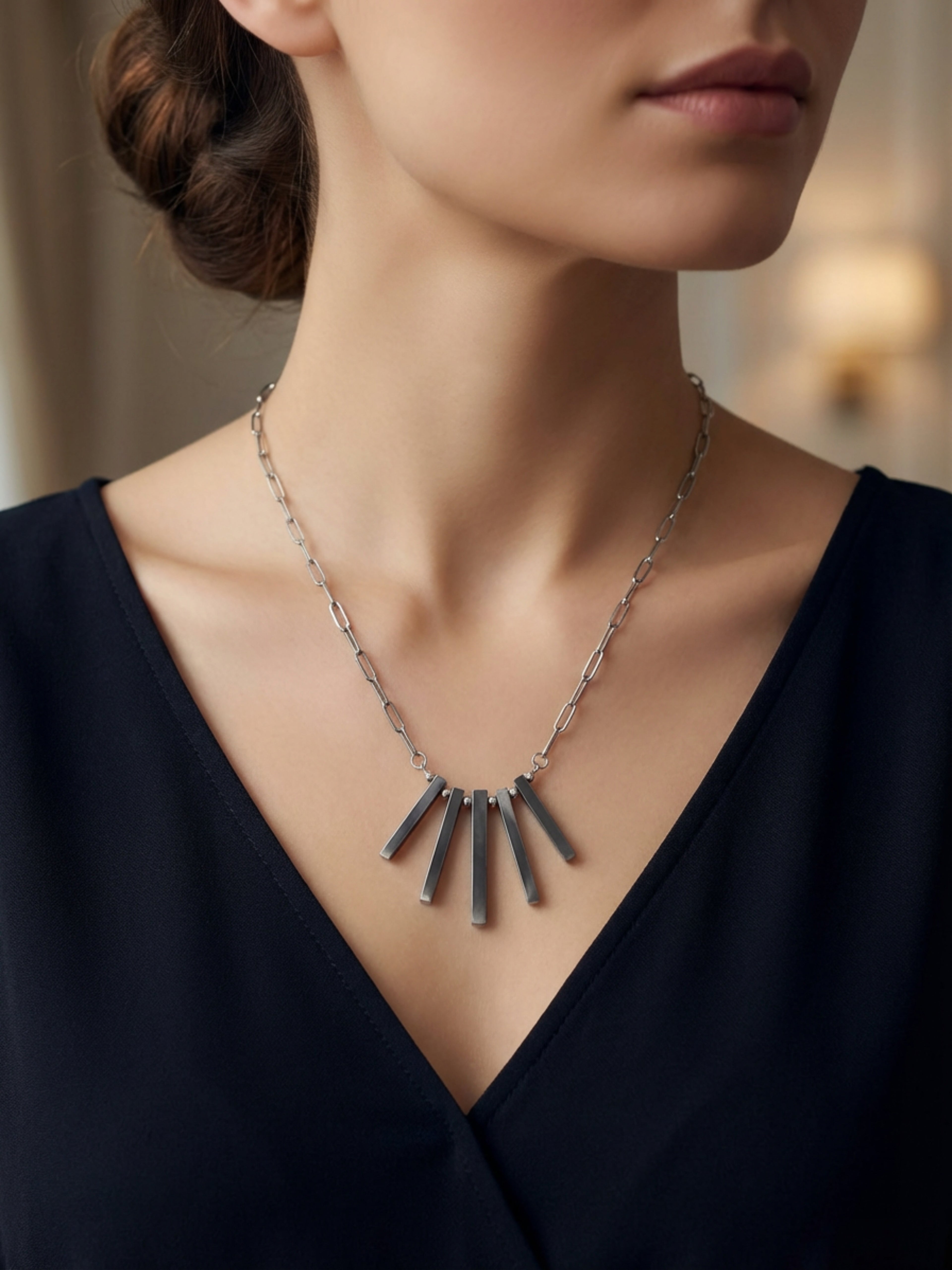 Silver Bar Necklace 21"