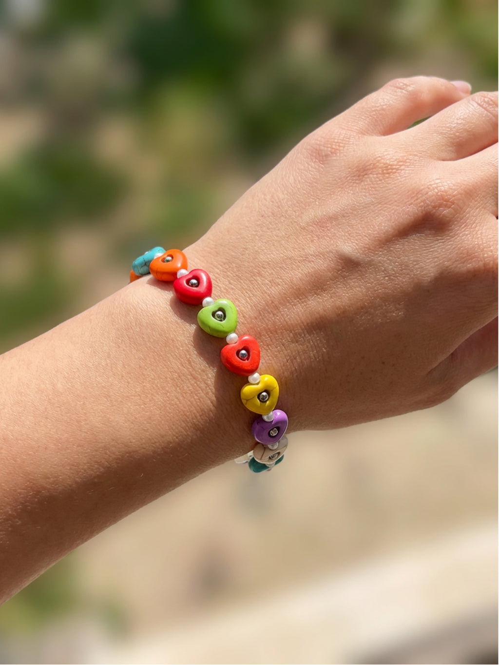 Stone Heart Bracelet 8-9"