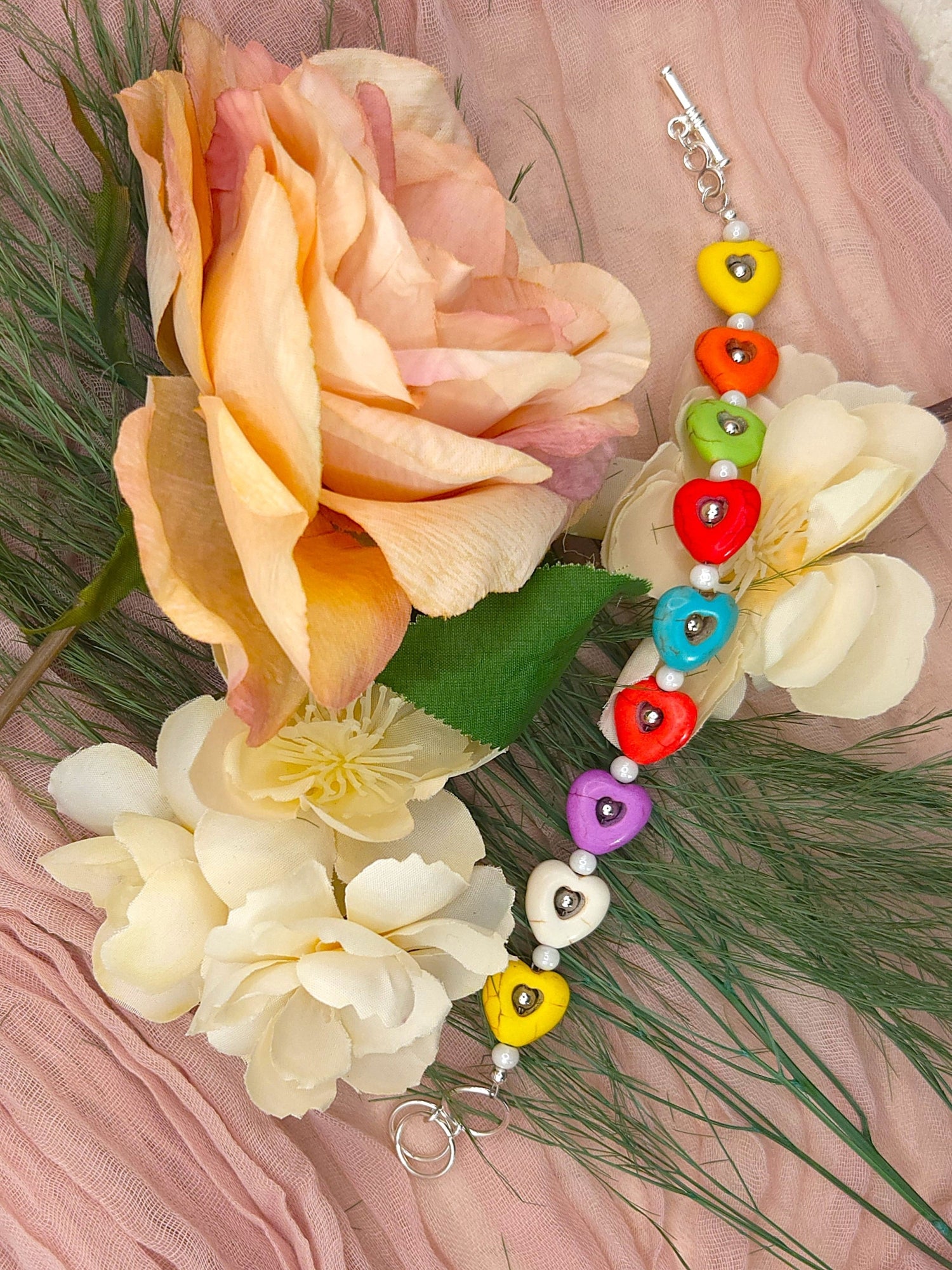Stone Heart Bracelet 8-9"