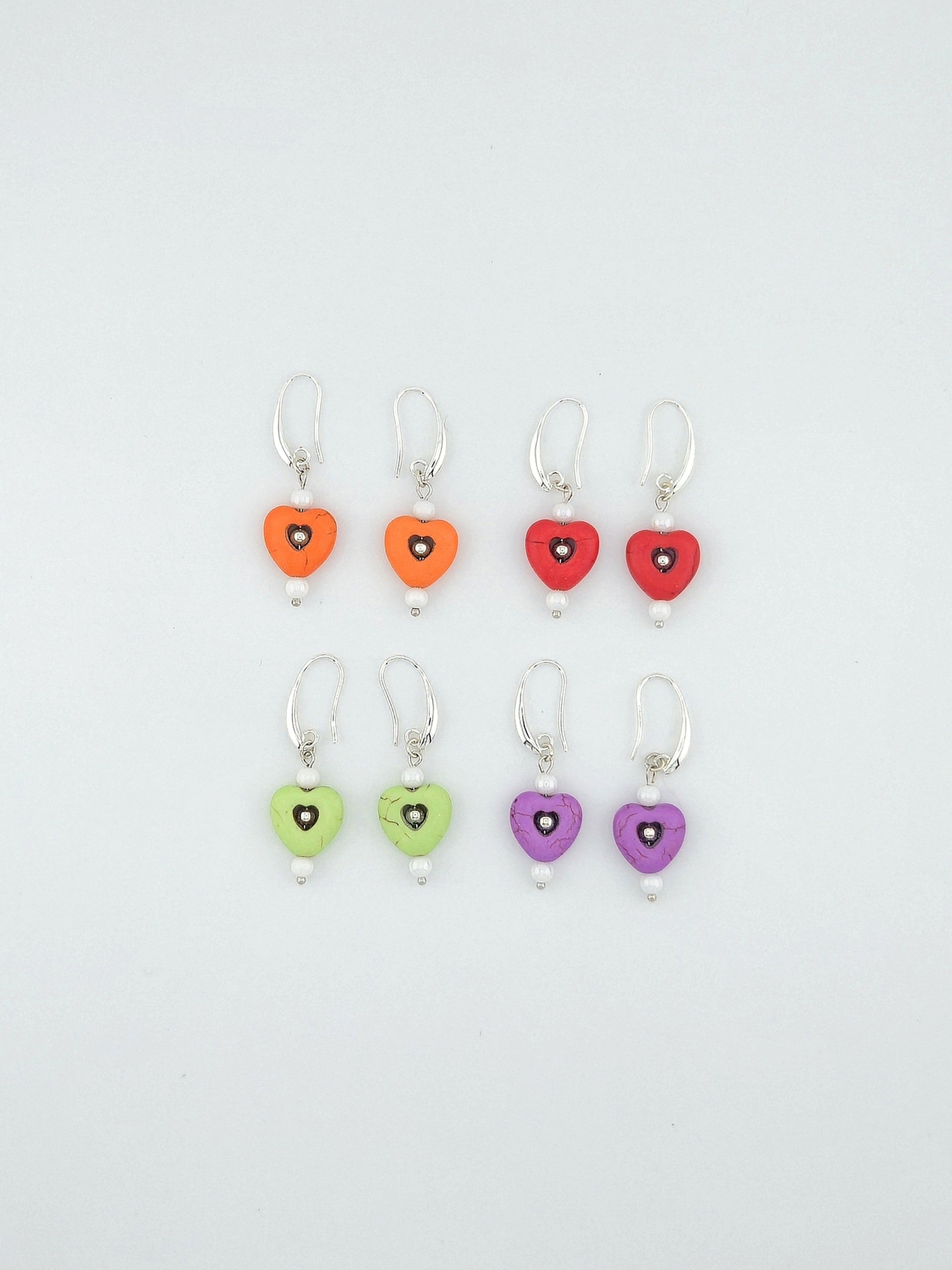 Stone Heart Earrings