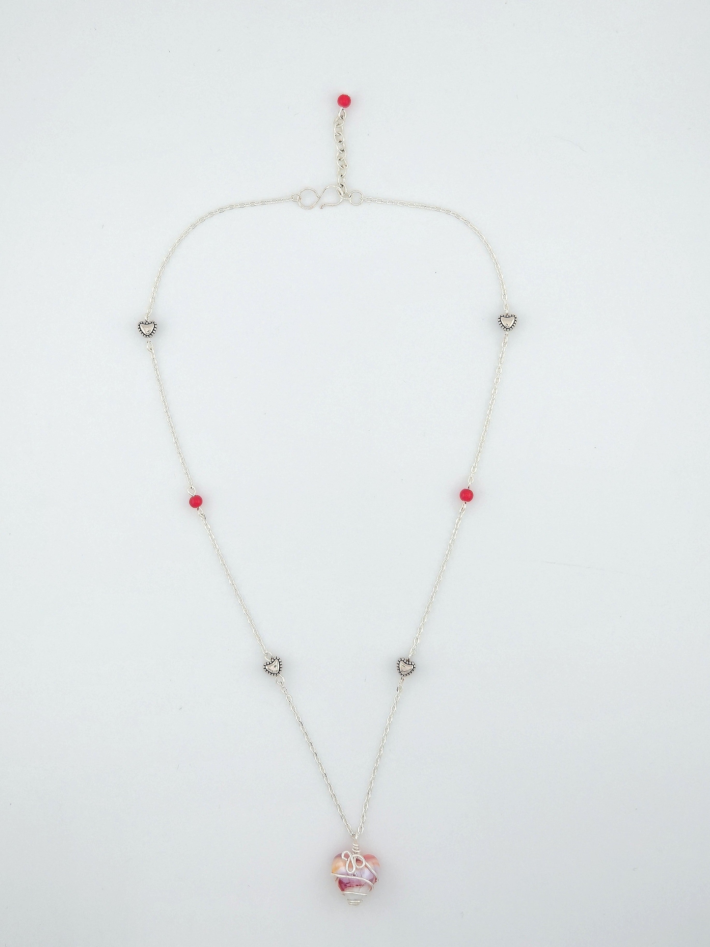 Wired Wrapped Swirl Heart Pendant Necklace