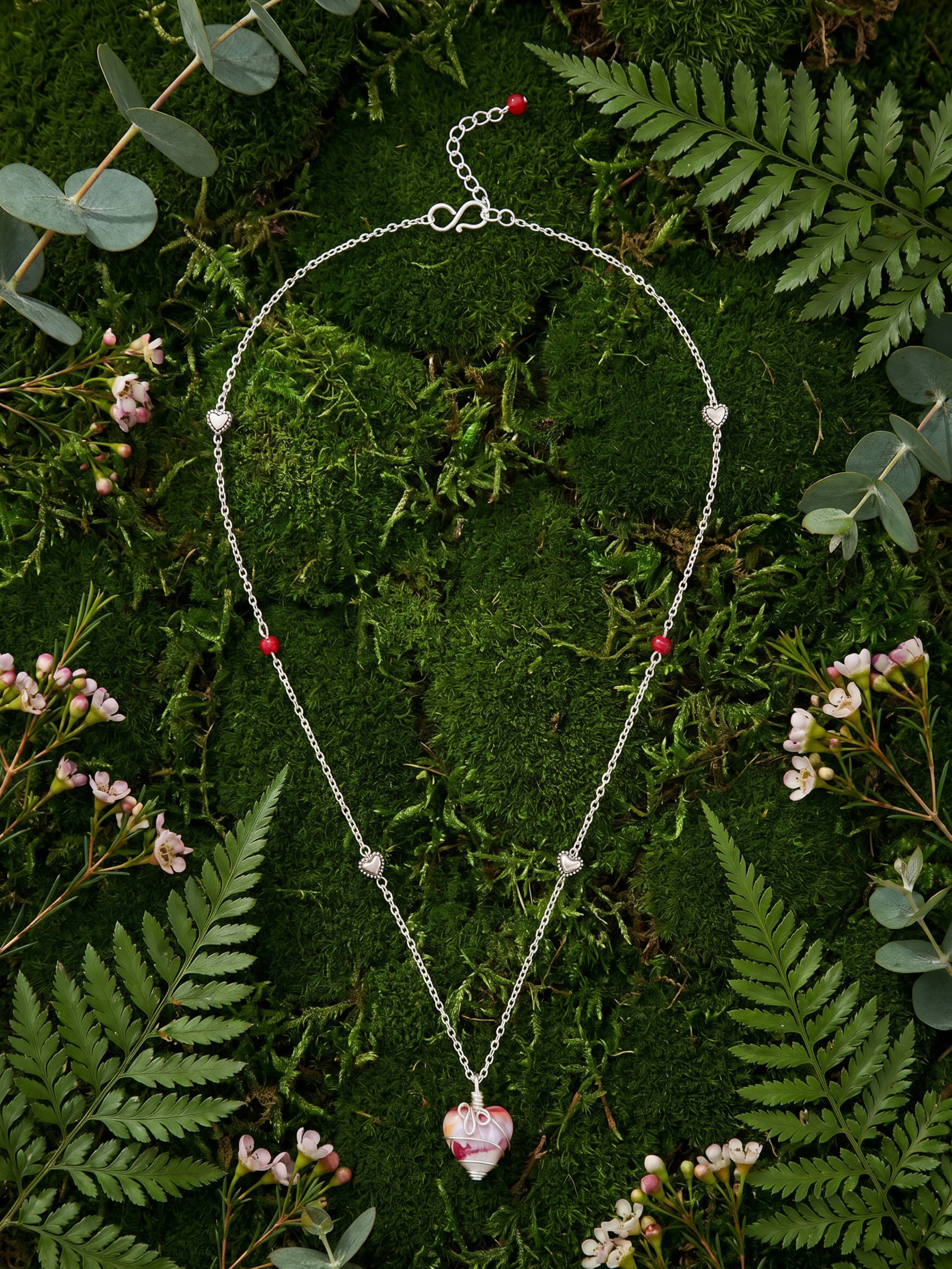 Wired Wrapped Swirl Heart Pendant Necklace