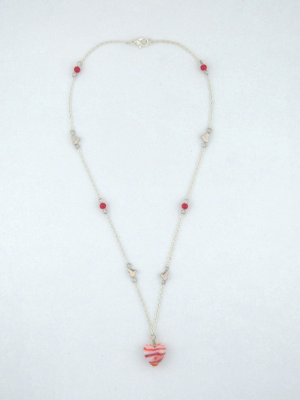 Red Swirl Glass Heart Necklace