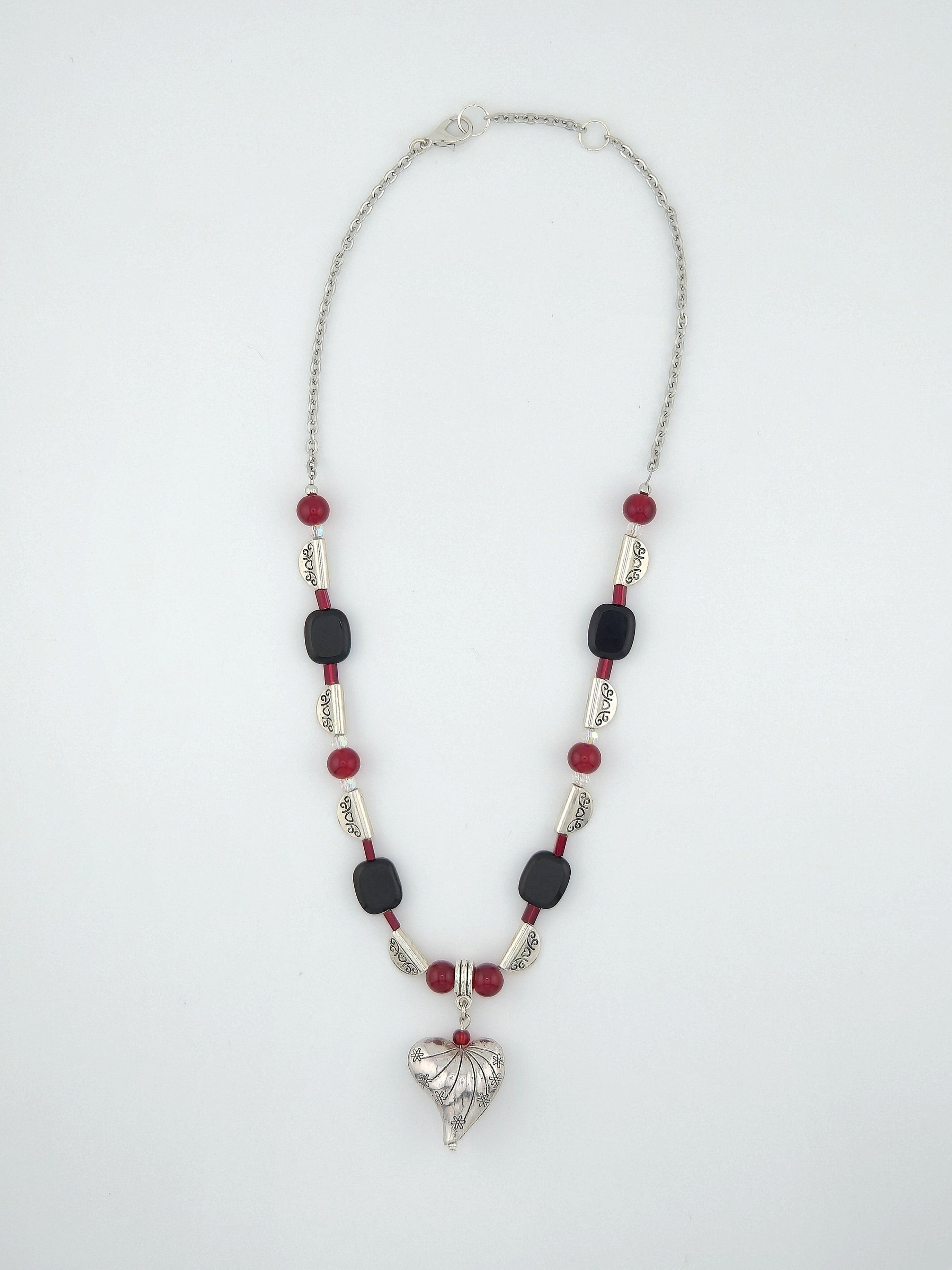 Engraved Silver Heart Pendant Necklace- 20"
