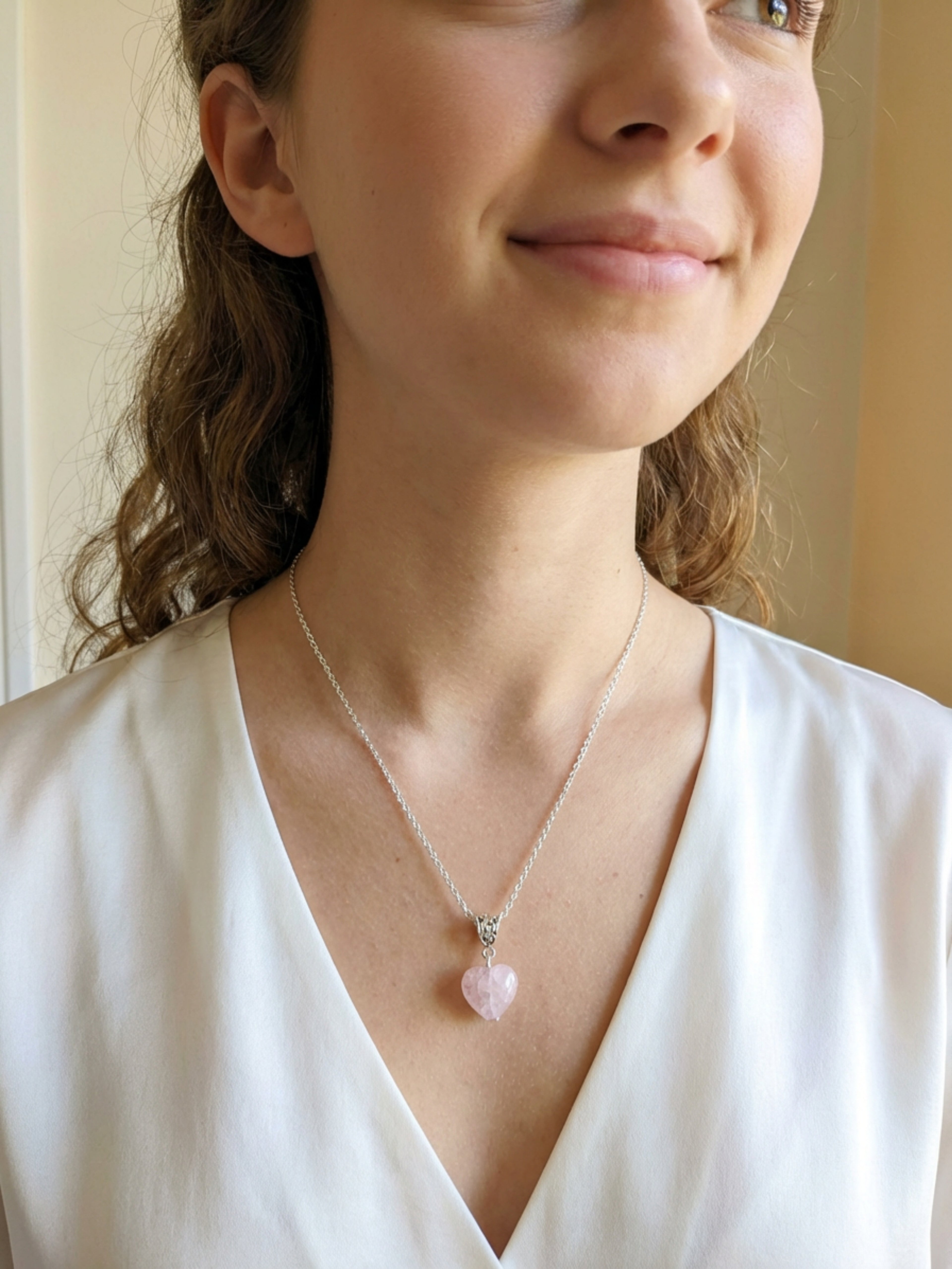 Pink Swirl Glass Heart Pendant Necklace- 18"