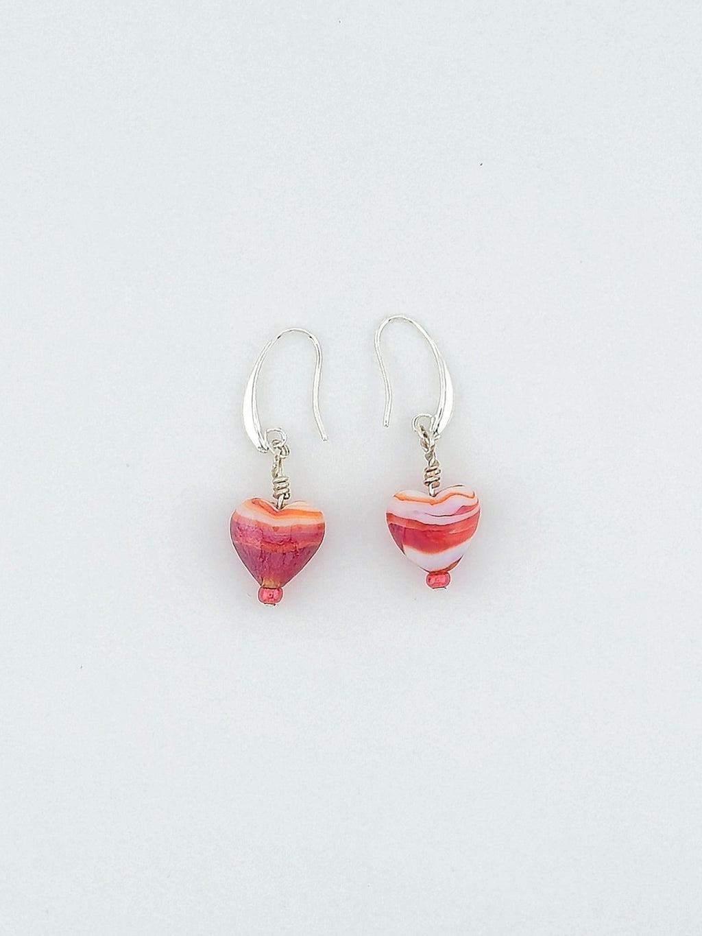 Red Swirl Heart Spiral Earrings
