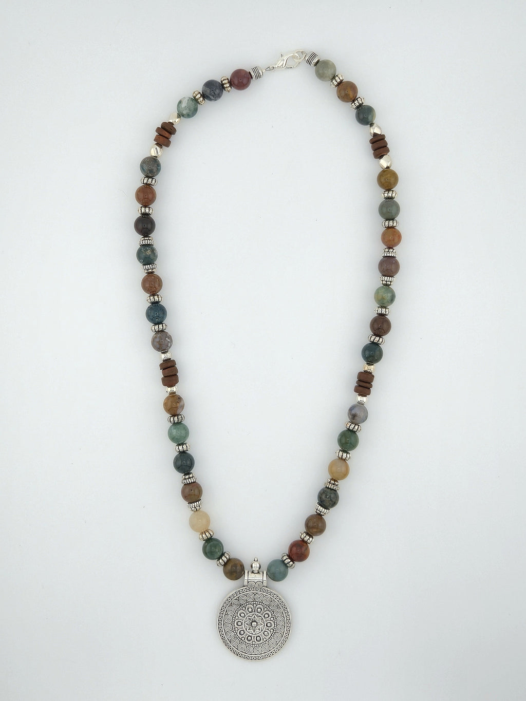 Jasper Medallion Necklace 24"